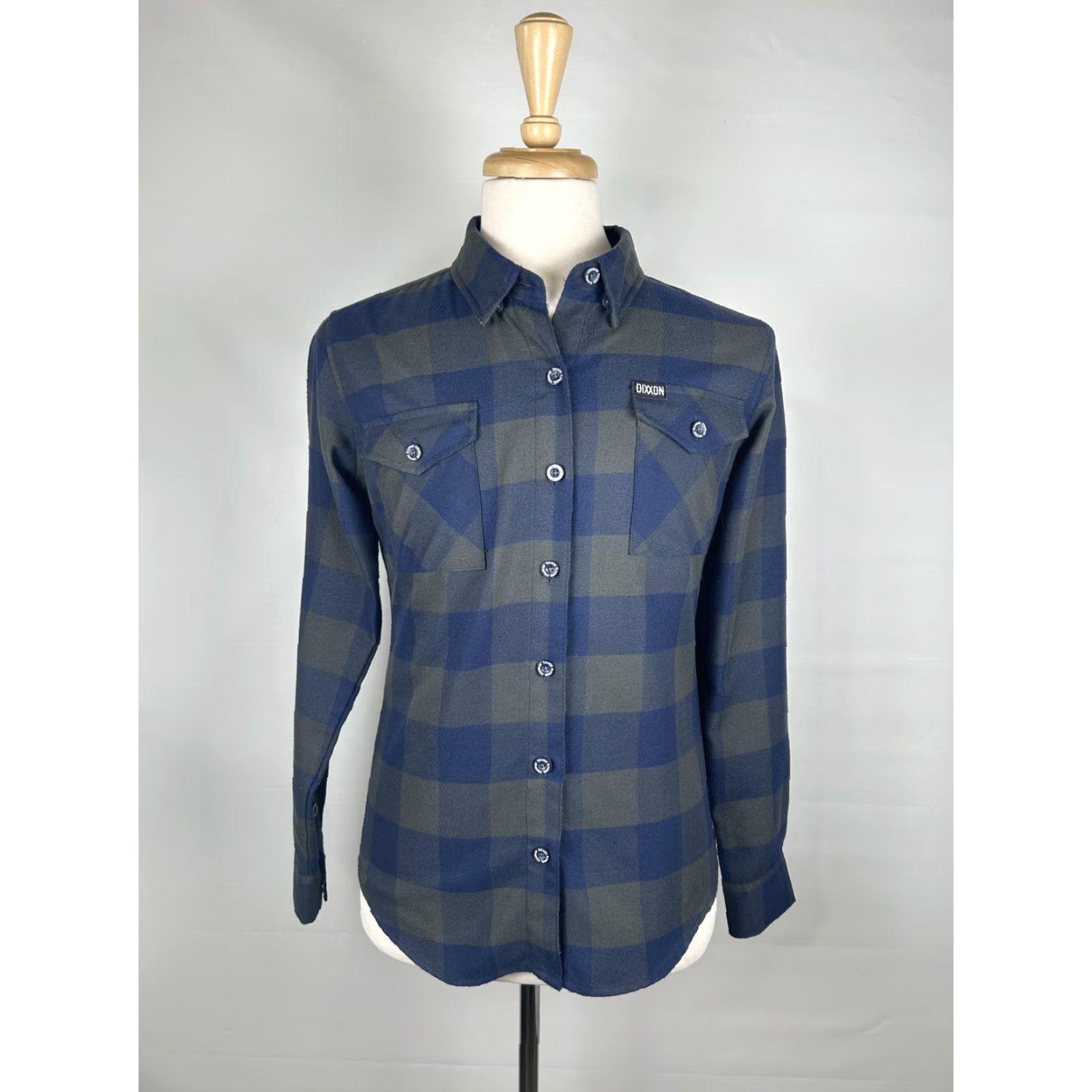 Vintage Dixxon Flannel Shirt Women’s Medium Blue Gray Plaid 0 Dark 30 Button Long Sleeve Regular M Womens Blue Gray Buffalo Plaid Ladies Shirt Size M / US 6-8 / IT 42-44 - 2 Thumbnail