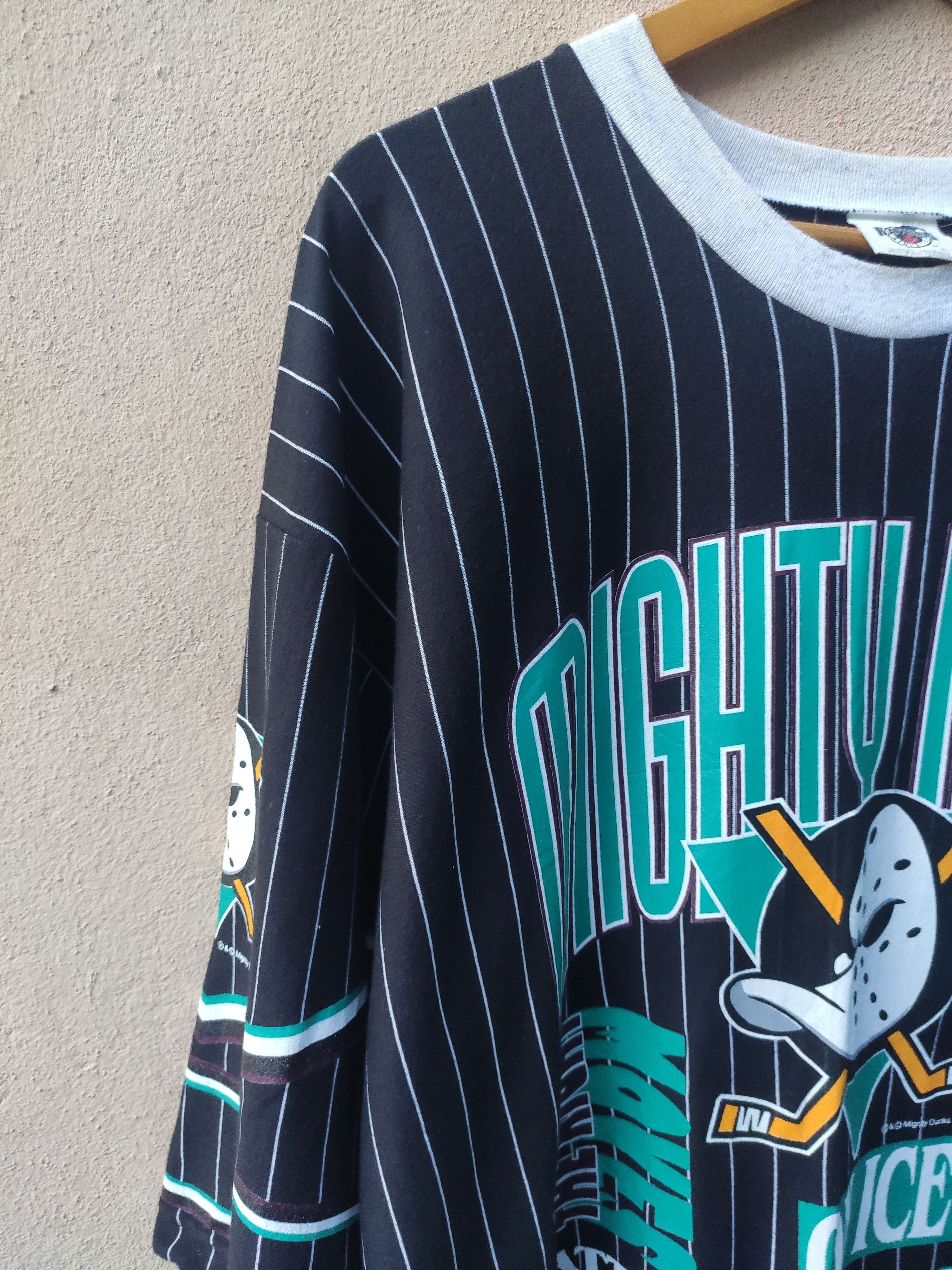 NHL 🔥 Vintage 90s Vintage Mighty Ducks t shirt 3 quarter Size US XL / EU 56 / 4 - 4 Thumbnail