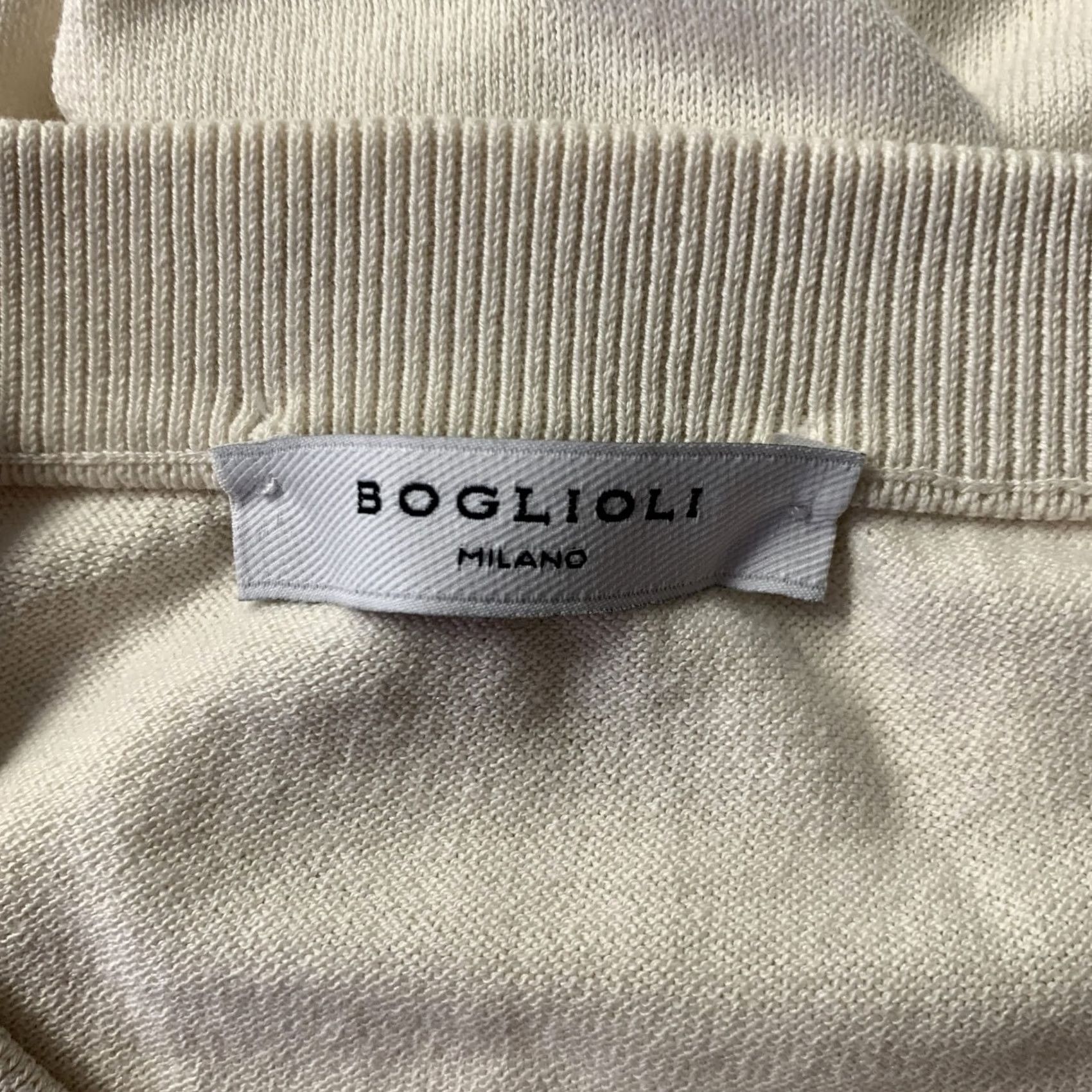 Boglioli BOGLIOLI T-shirt Size S Cream Solid Cotton Blend Ribbed Collar Size US S / EU 44-46 / 1 - 5 Thumbnail