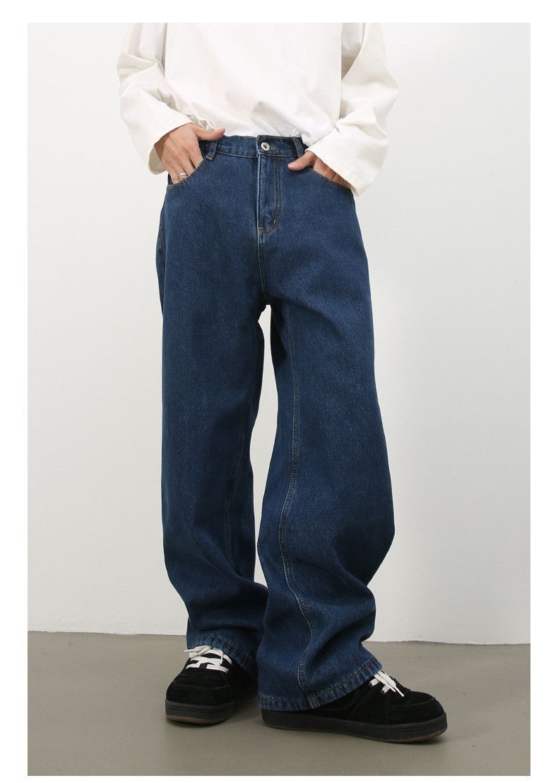Japanese Brand × Jean Vintage elastic waist American loose wide leg straight jeans Size US 32 / EU 48 - 1 Thumbnail