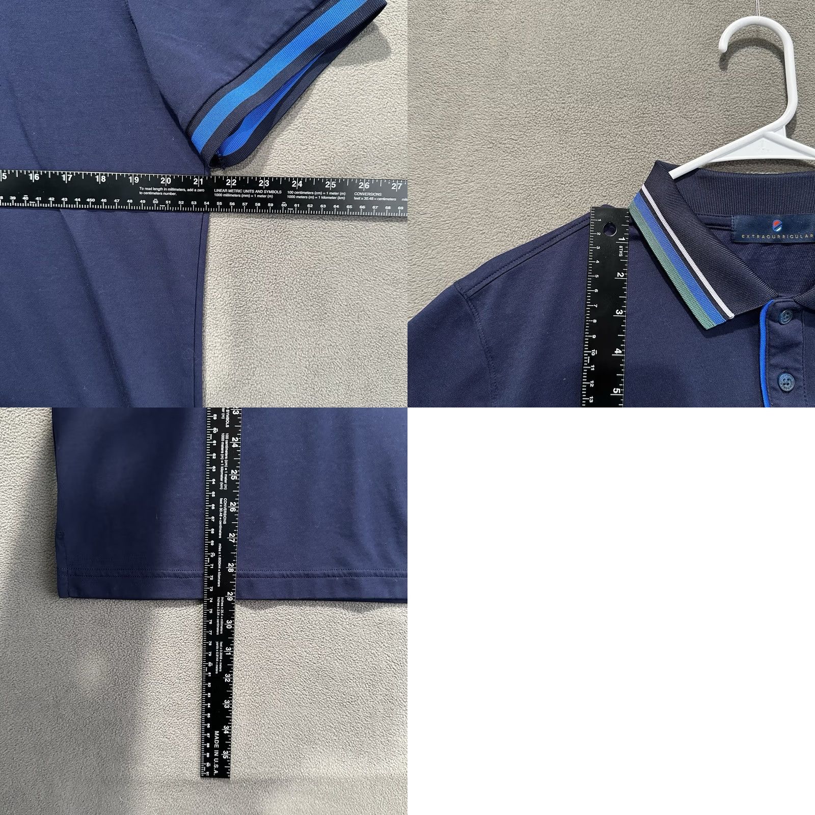 Vintage Extracurricular Polo Shirt Mens Large Navy Blue Performance Golf Striped Collar Size US L / EU 52-54 / 3 - 8 Thumbnail