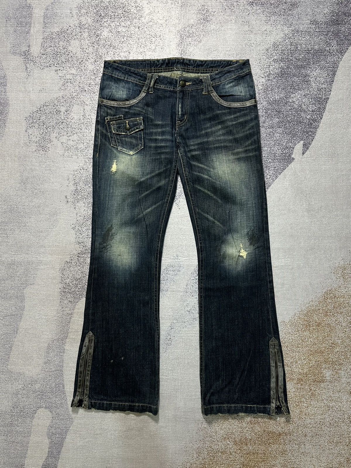 GOSTAR DE FUGA 2000s Flare Fuga Black Stone Washed Denim Jeans Size US 36 / EU 52 - 1 Thumbnail