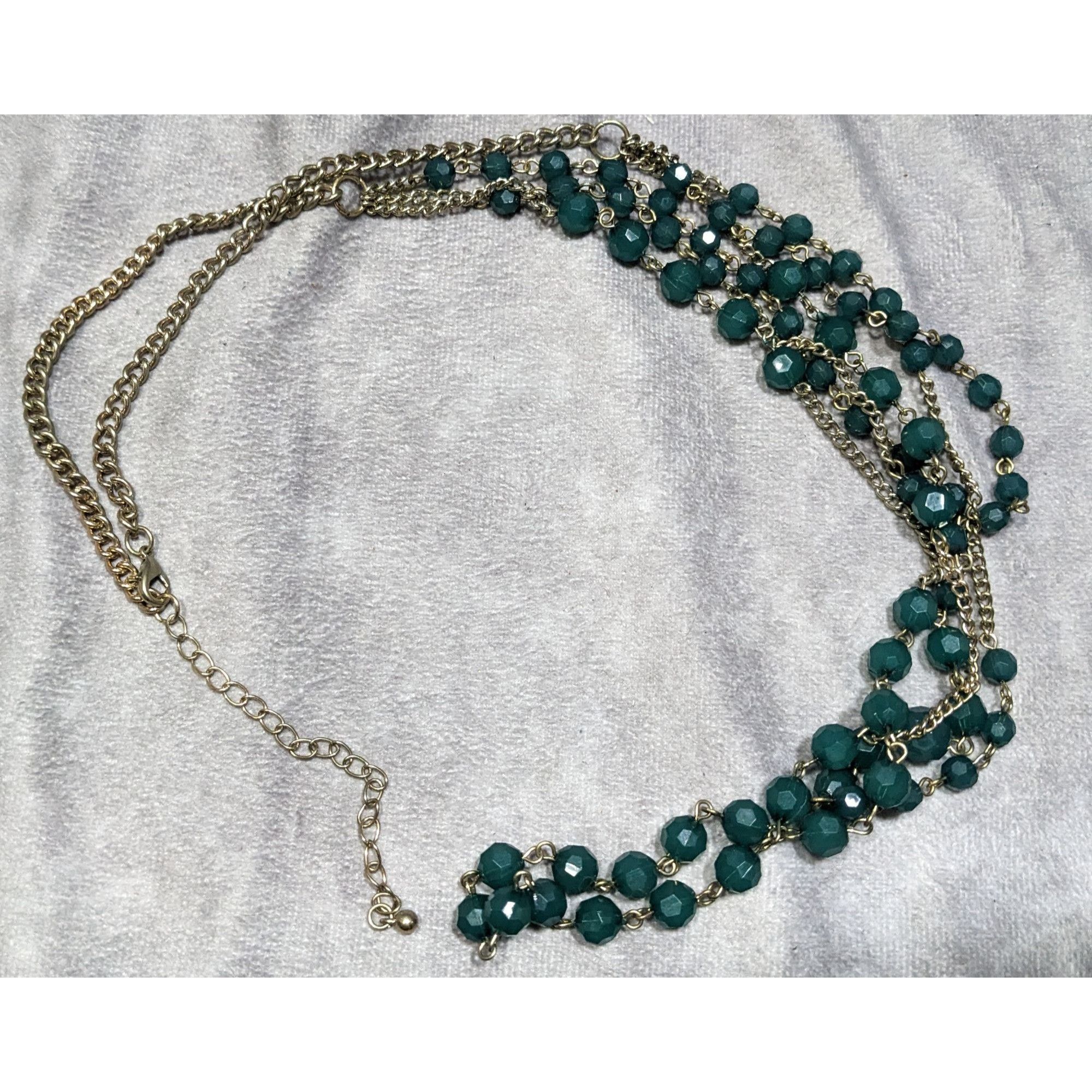 Other Layered Gold Chain Necklace With Green Beads Size ONE SIZE - 5 Thumbnail