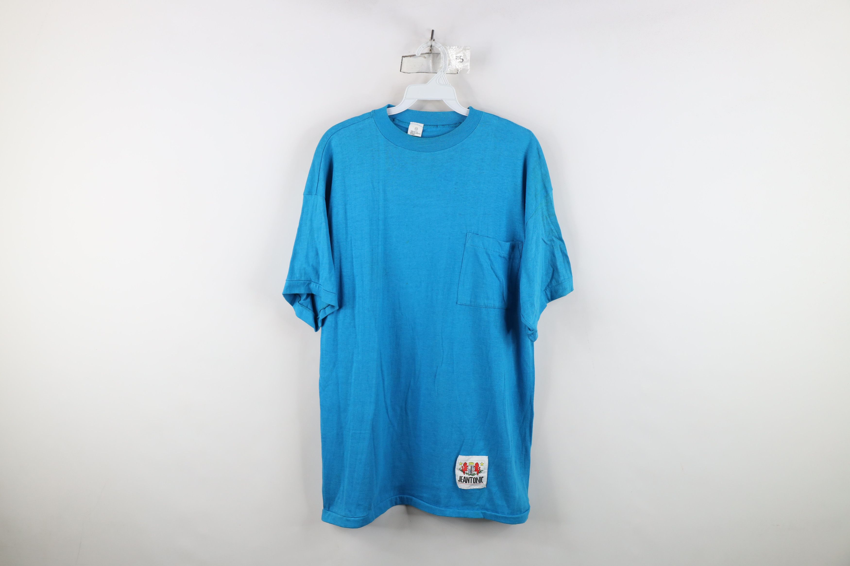 Vintage Vintage 90s Streetwear Distressed Blank Pocket T-Shirt Blue Size US M / EU 48-50 / 2 - 1 Thumbnail