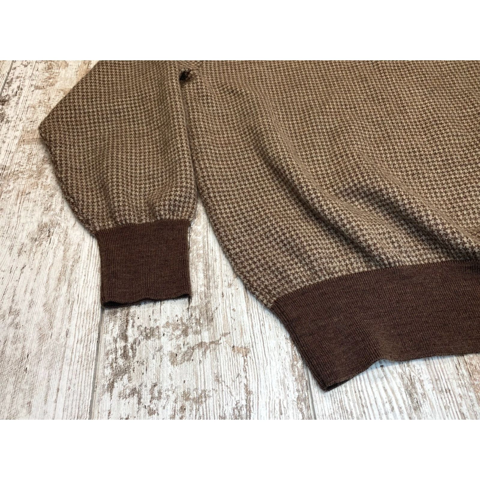 Orvis VINTAGE Orvis 1/4 Zip Sweater 100% Merino Wool Brown 2XL Men's Golf Houndstooth Size US XXL / EU 58 / 5 - 3 Thumbnail