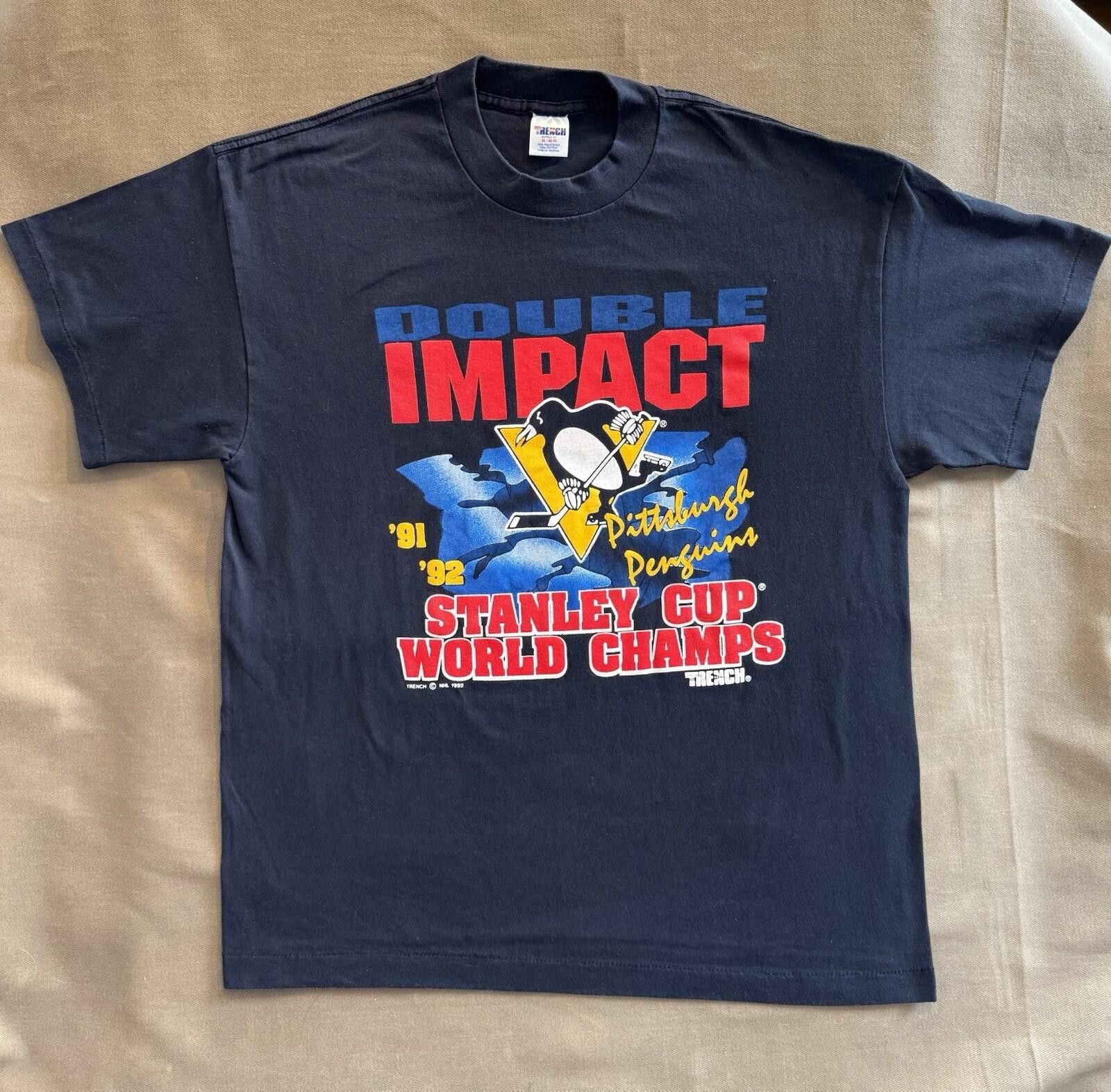 Vintage Vintage 90s 1992 Pittsburgh Penguins Single Stitch T-Shirt Size US XL / EU 56 / 4 - 1 Thumbnail