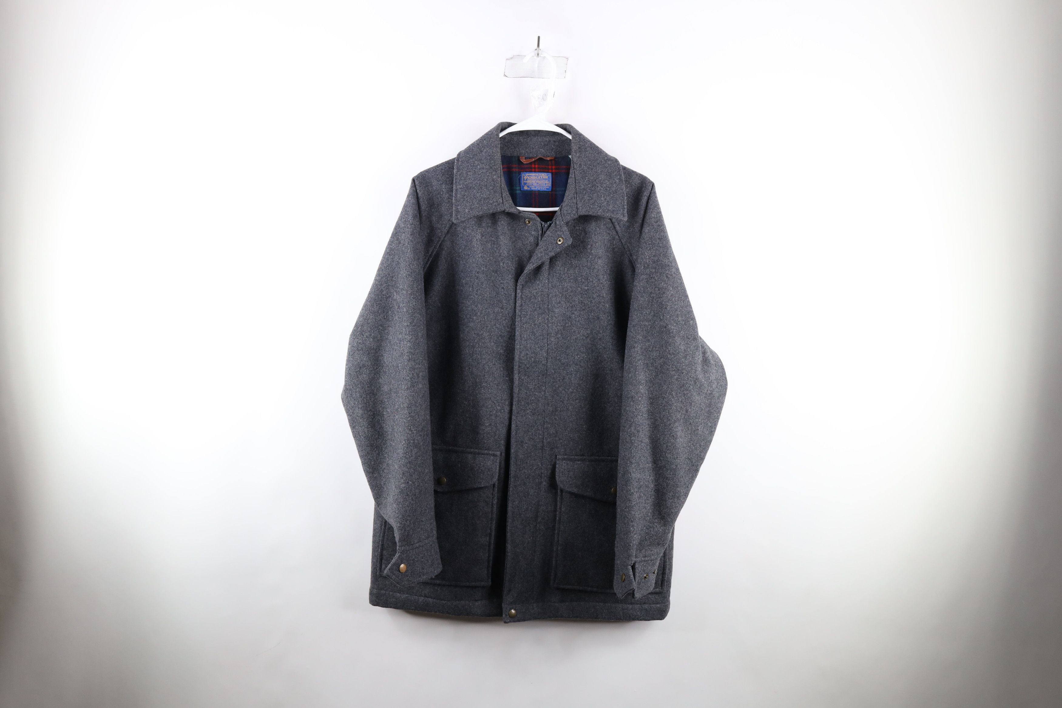 image of 90's Pendleton Wool Full Zip Jacket Heather Gray Usa in Grey, Men's (Size Medium)