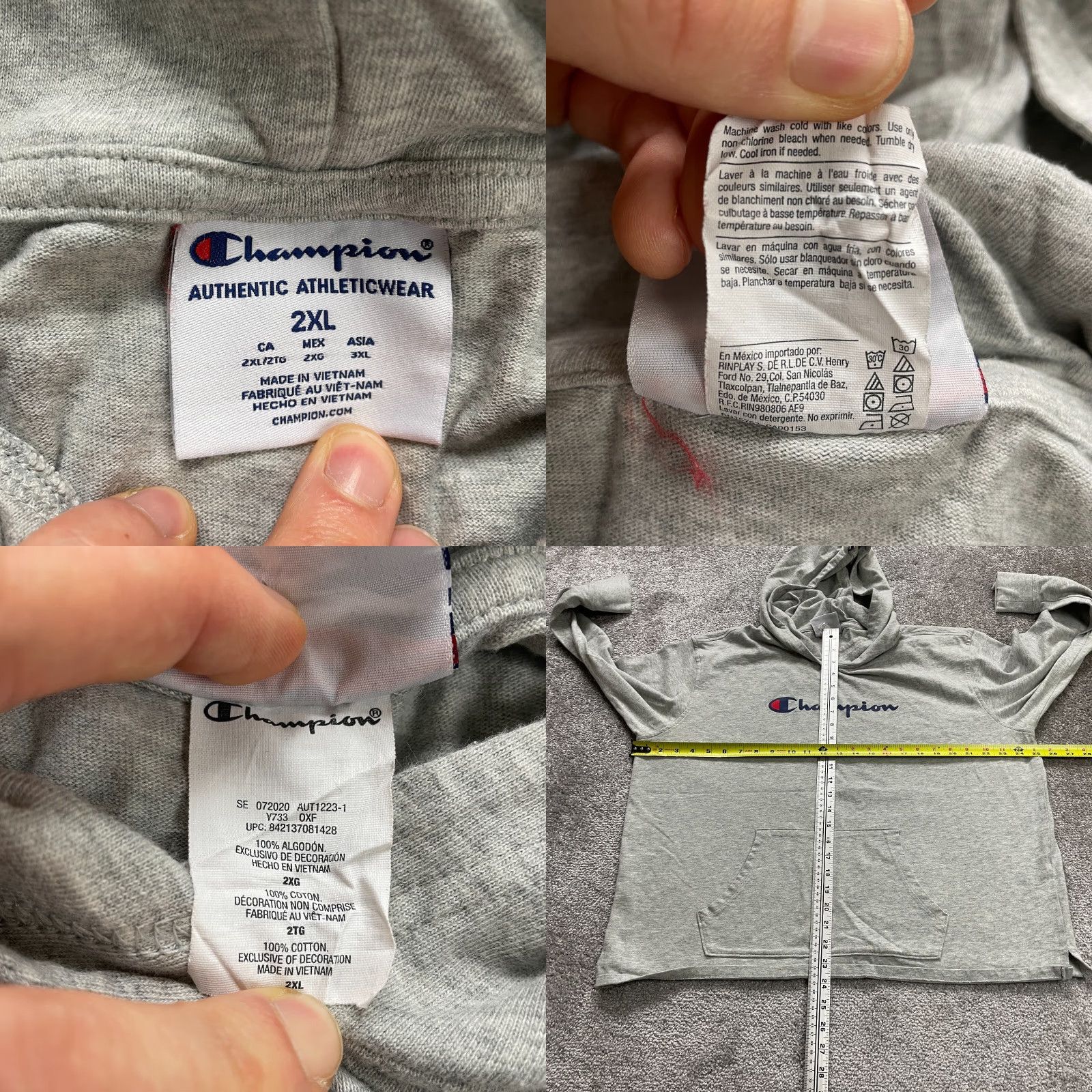 Champion Champion Women’s Hoodie Pullover 2XL Gray Graphic Cotton Activewear Size XXL / US 16-18 / IT 52-54 - 8 Thumbnail
