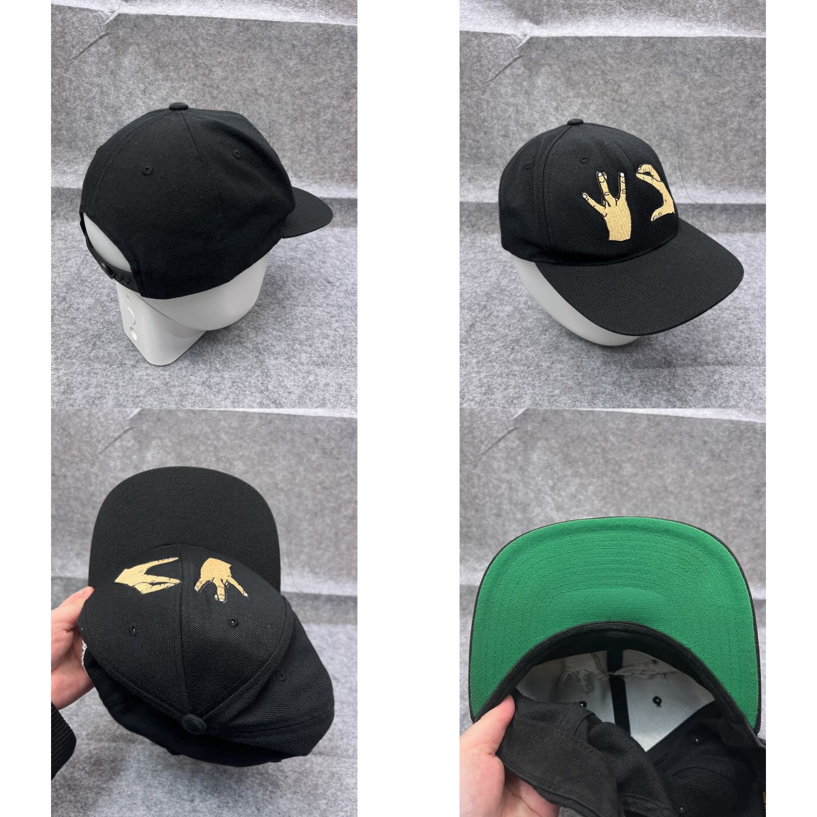 Vintage Yupoong Snapback Hat Black Acrylic Wool One Size Adjustable Hip Hop Skate Mens Size ONE SIZE - 8 Thumbnail