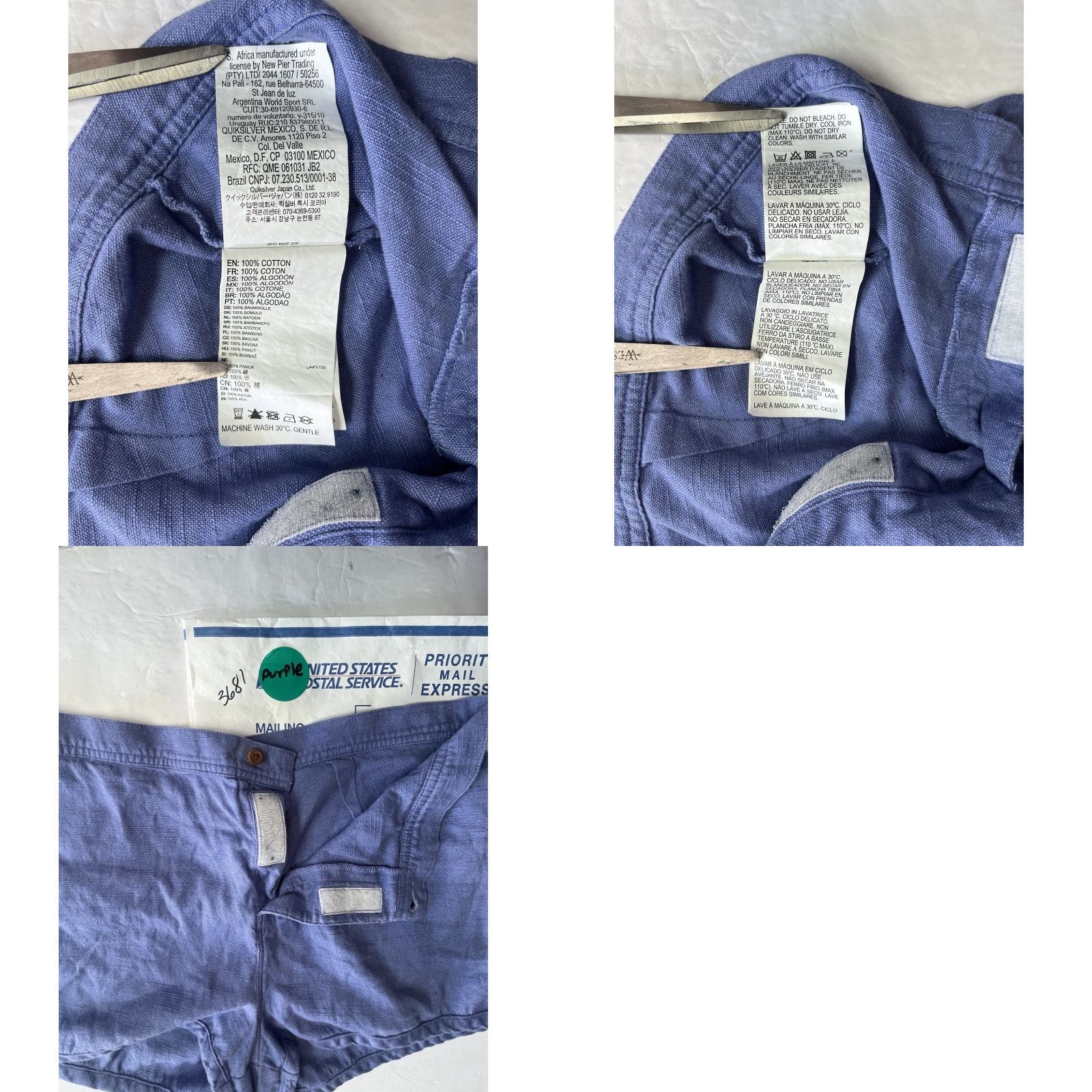 Vintage ROXY Womens Shorts 100% Cotton Size M Button Accent Back Pocket Blue Canvas Chino Casual Activewear Womens Made in India Size 32" / US 10 / IT 46 - 8 Thumbnail