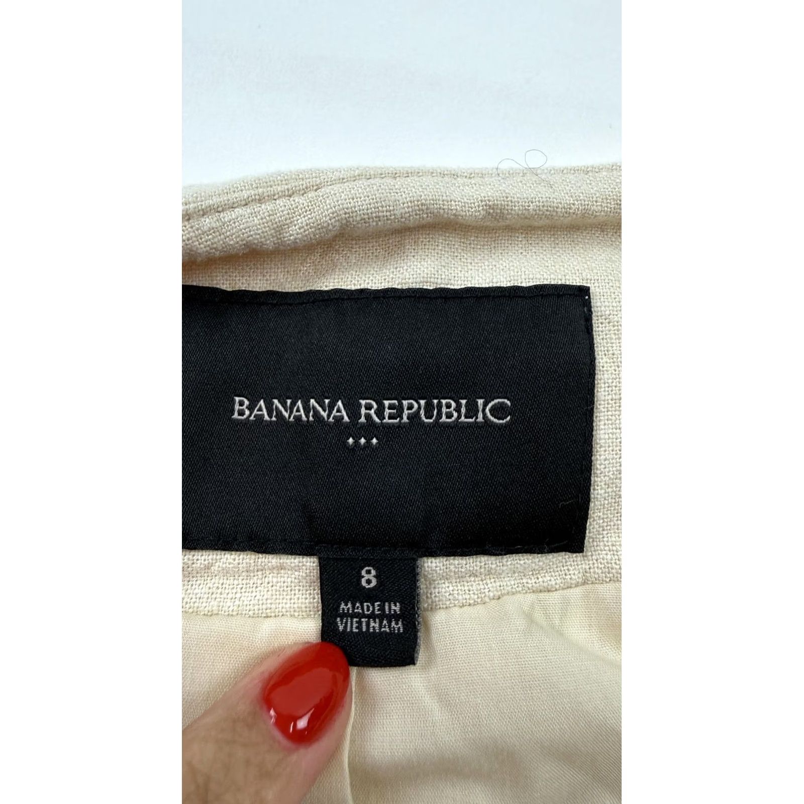 Banana Republic Banana Republic Blazer Womens 8 Beige Linen Blend Open Front Lined Casual Jacket Size M / US 6-8 / IT 42-44 - 4 Thumbnail