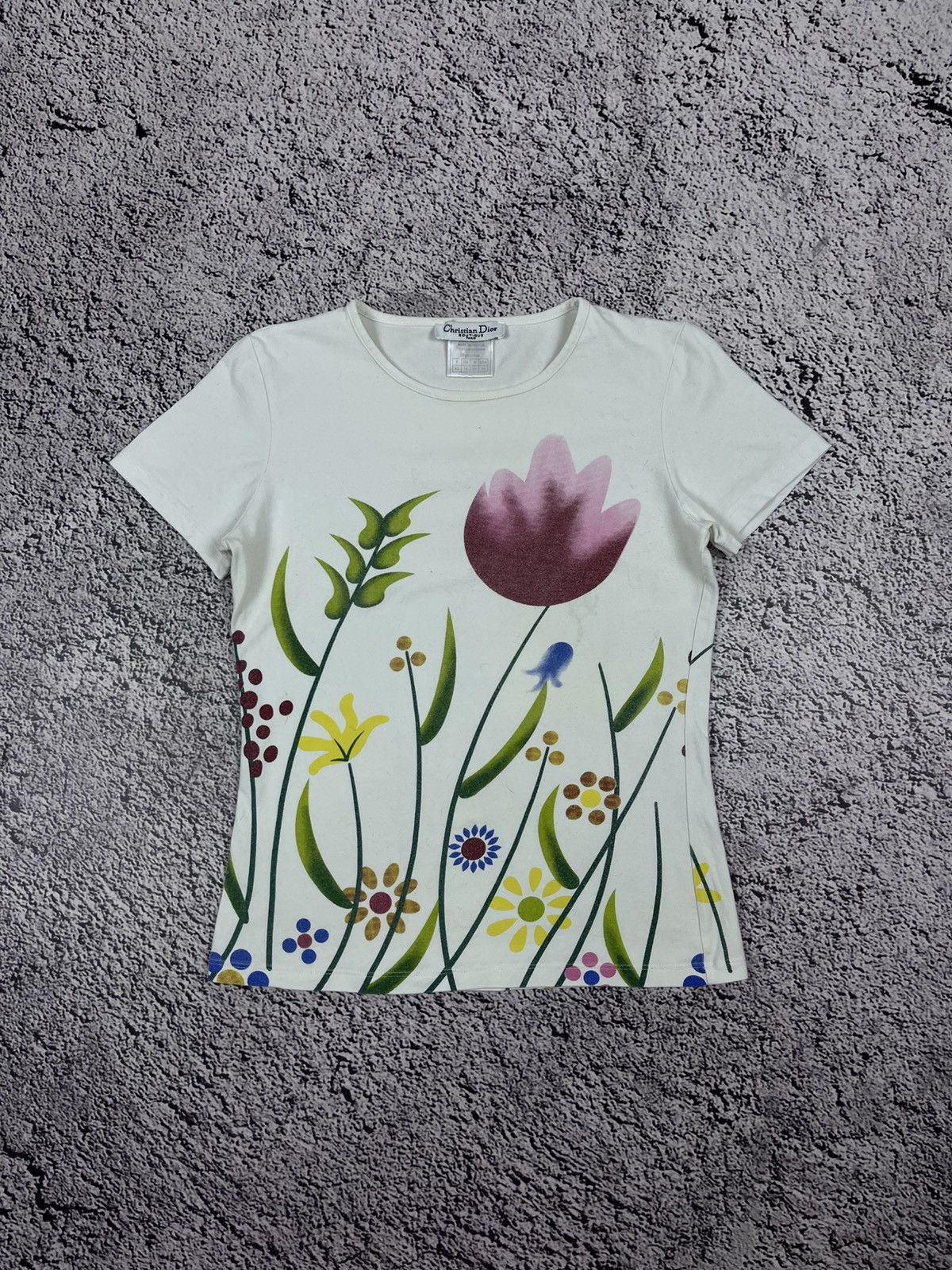 Dior Vintage Christian Dior Paris Floral Garden Tulip AOP T Shirt Size L / US 10 / IT 46 - 1 Thumbnail