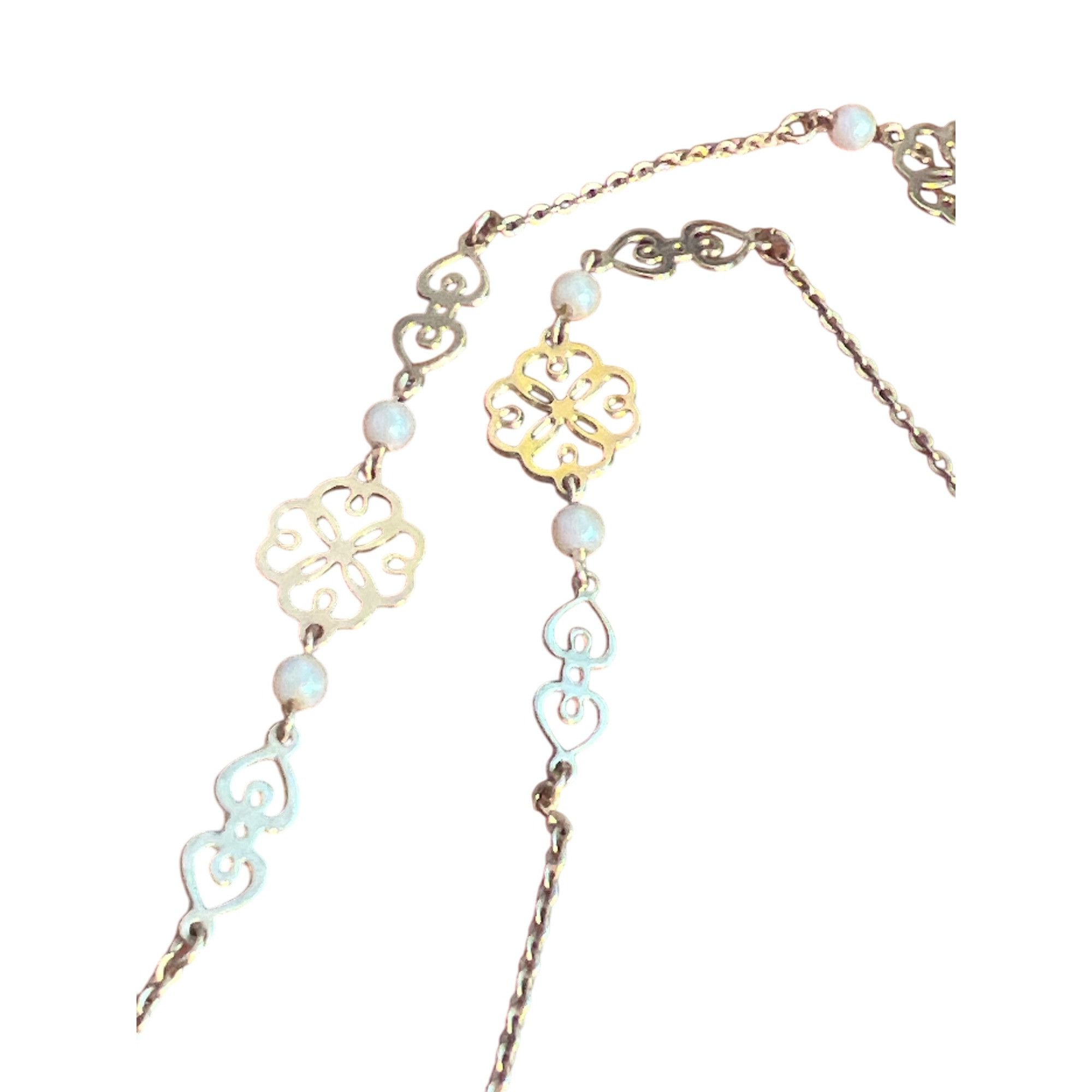 Other Vintage Gold Tone Necklace Faux Pearl Accents Open Filigree Size ONE SIZE - 3 Thumbnail