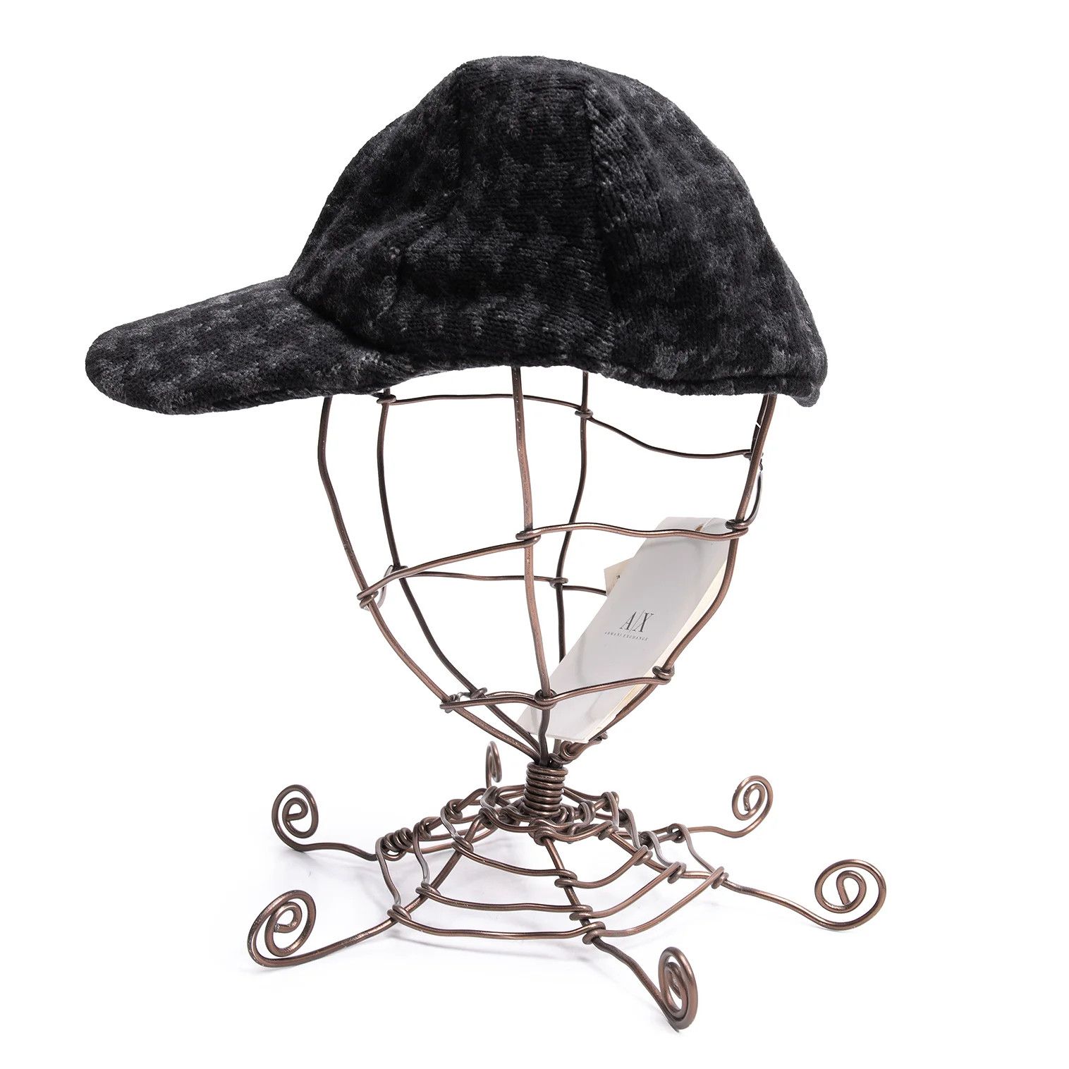 Armani Houndstooth Pattern Cotton Blend Cap in Gray and Black Size ONE SIZE - 3 Thumbnail