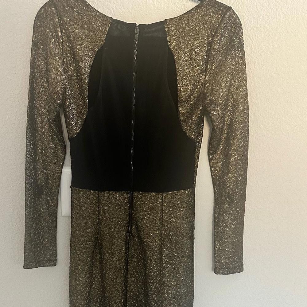 Designer Alice + Olivia Selma Metallic Bronze Bodycon Dress Small Size S / US 4 / IT 40 - 9 Thumbnail