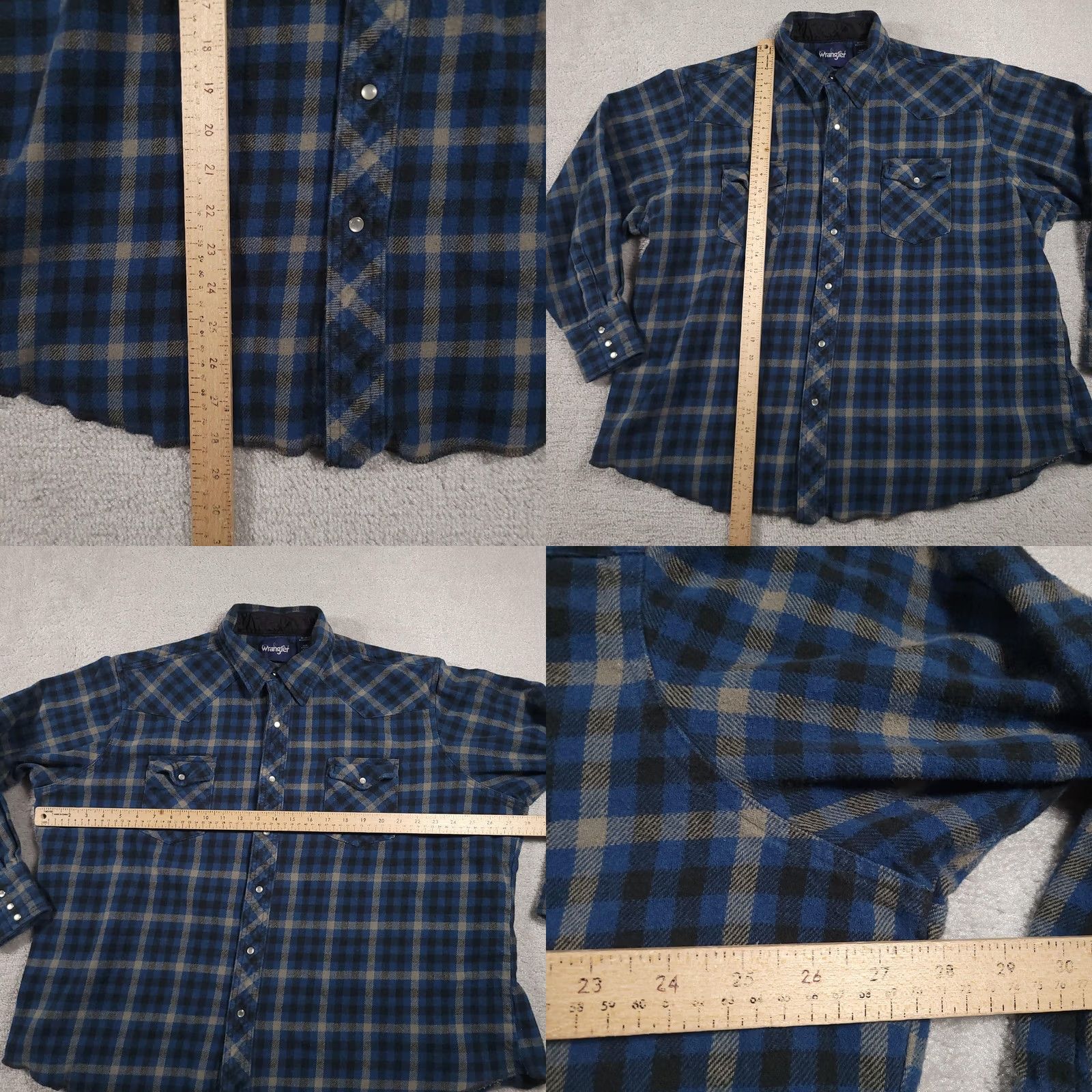 Wrangler VINTAGE Wrangler Shirt Mens 3X Blue Black Pearl Snap Western Flannel Plaid Long Sleeve Size US XXL / EU 58 / 5 - 8 Thumbnail