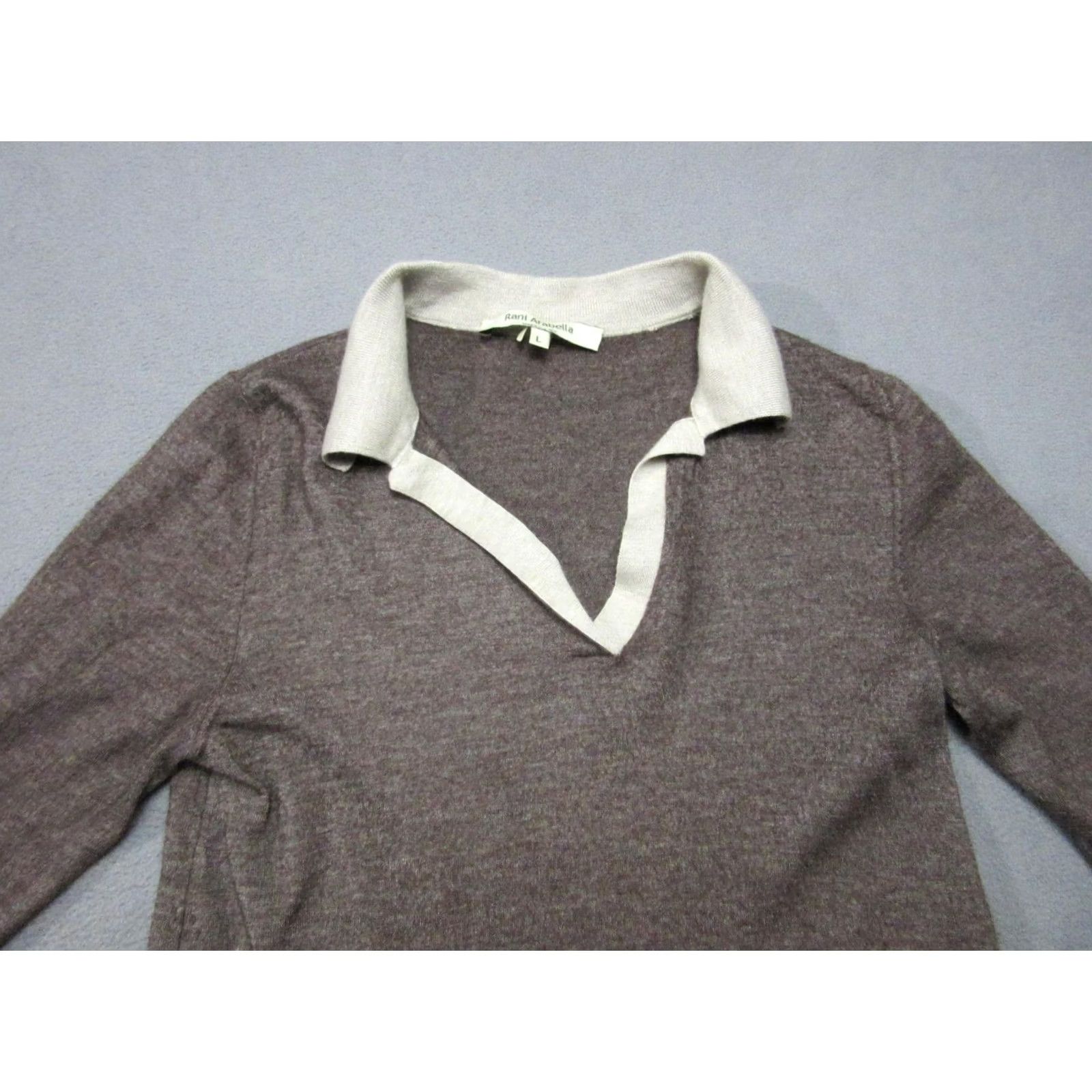 Vintage Rani Arabella Sweater Cashmere Tunic Collared Slim Italy Brown Womens Large Size L / US 10 / IT 46 - 3 Thumbnail