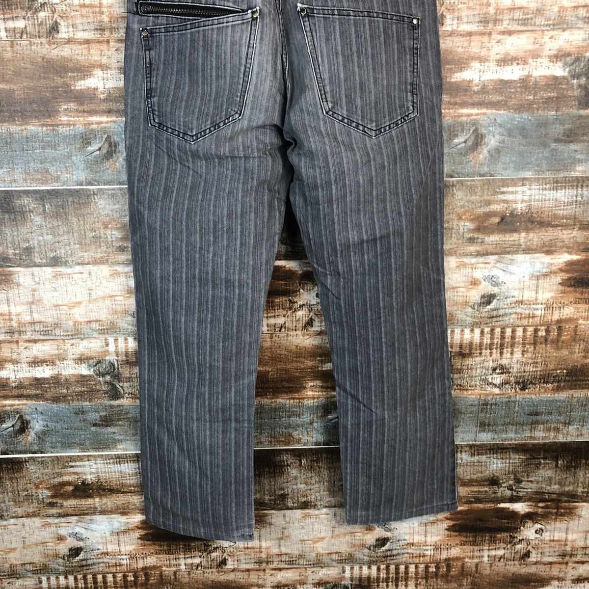 Japanese Brand Skkone Grey stripe cargo Casual Pants #A1434 Size US 32 / EU 48 - 14 Thumbnail