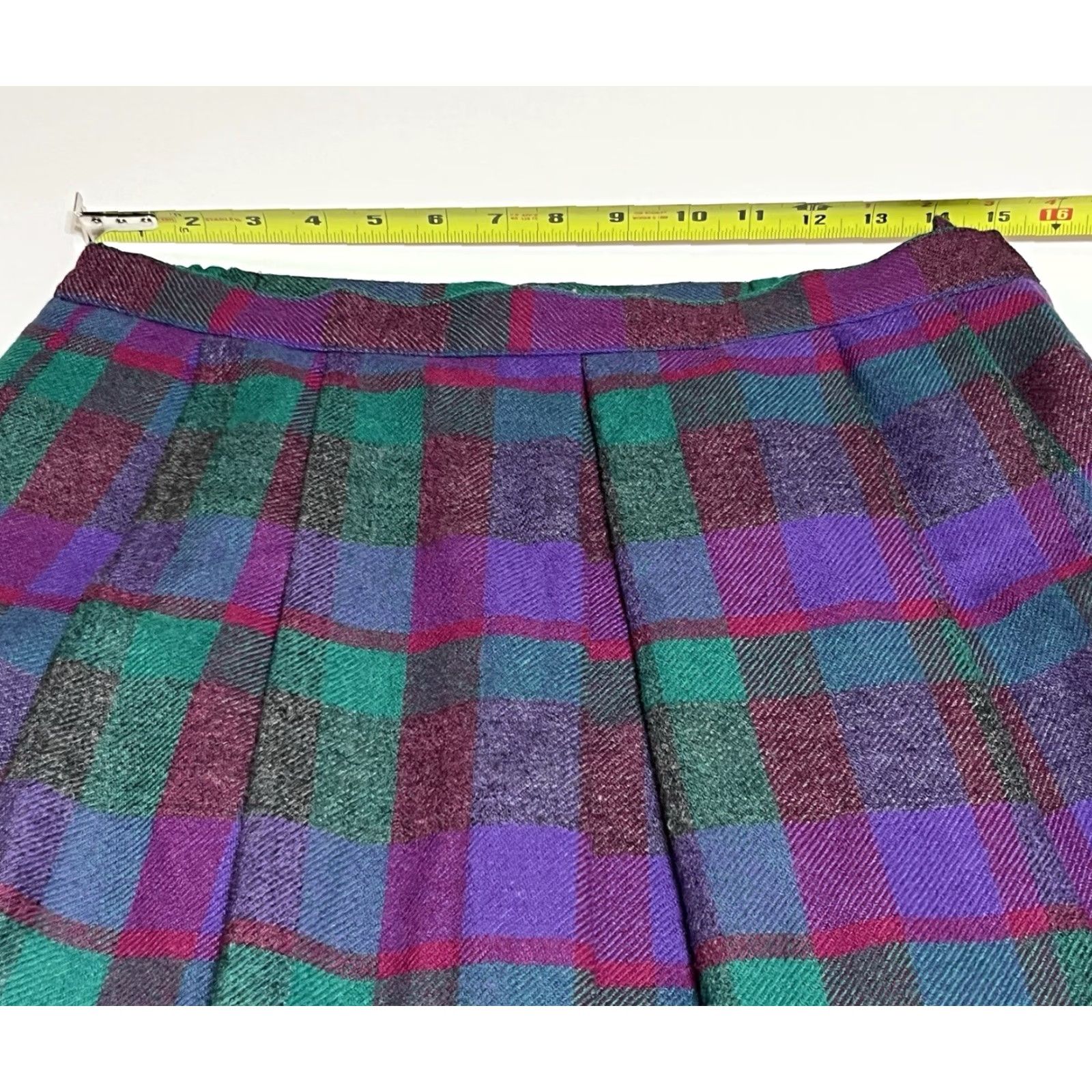 Vintage VINTAGE Country Suburbans Skirt Wool Plaid Purple Green 30 33.5 Long Pleated Lined United States 80s 90s Western Womens Size 12 Size 34" / US 12 / IT 48 - 3 Thumbnail
