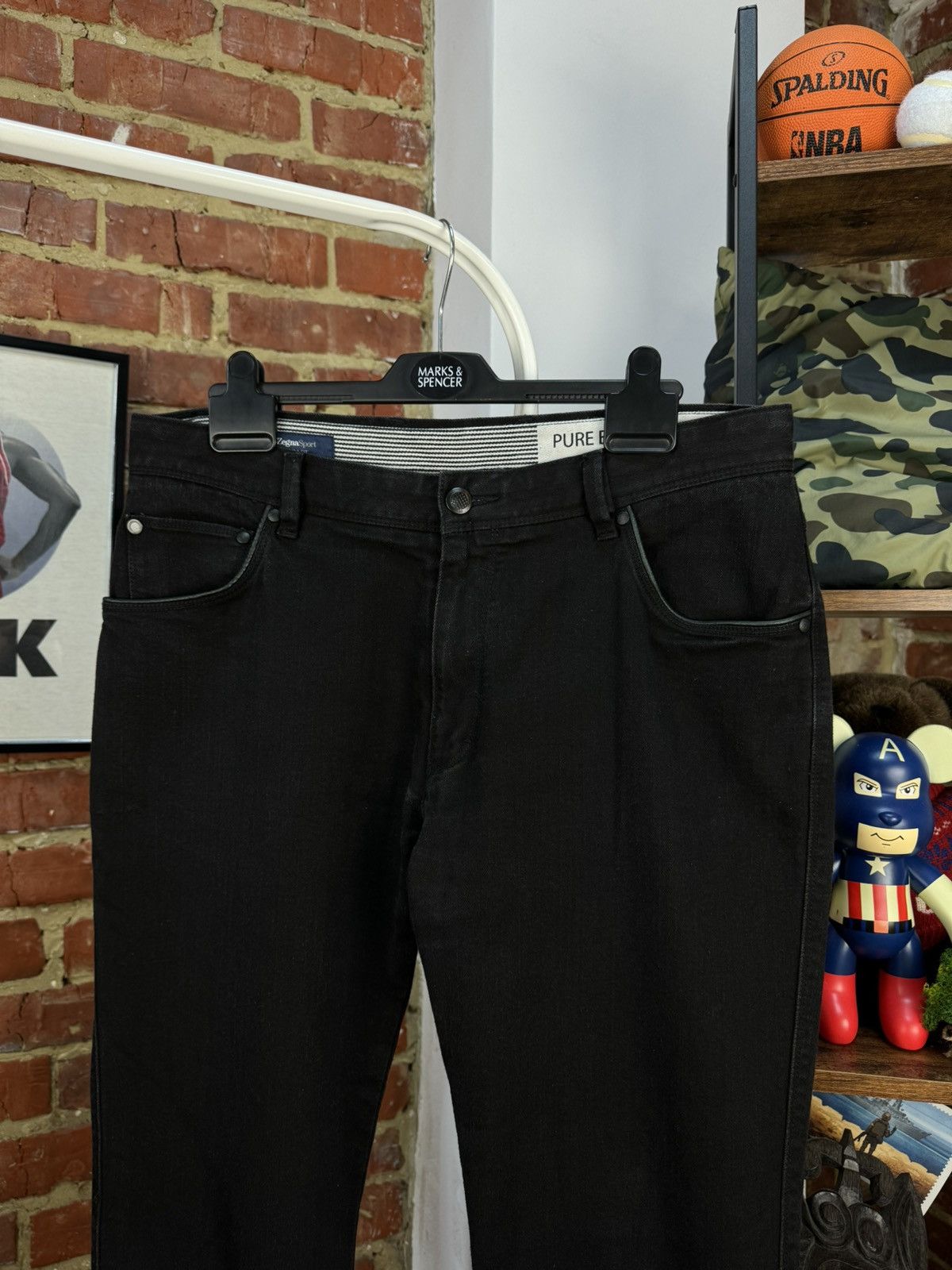 Ermenegildo Zegna × Z Zegna Zegna Sport Pure Black Denim 9,5 OZ Jeans Slim Fit Size US 36 / EU 52 - 3 Thumbnail