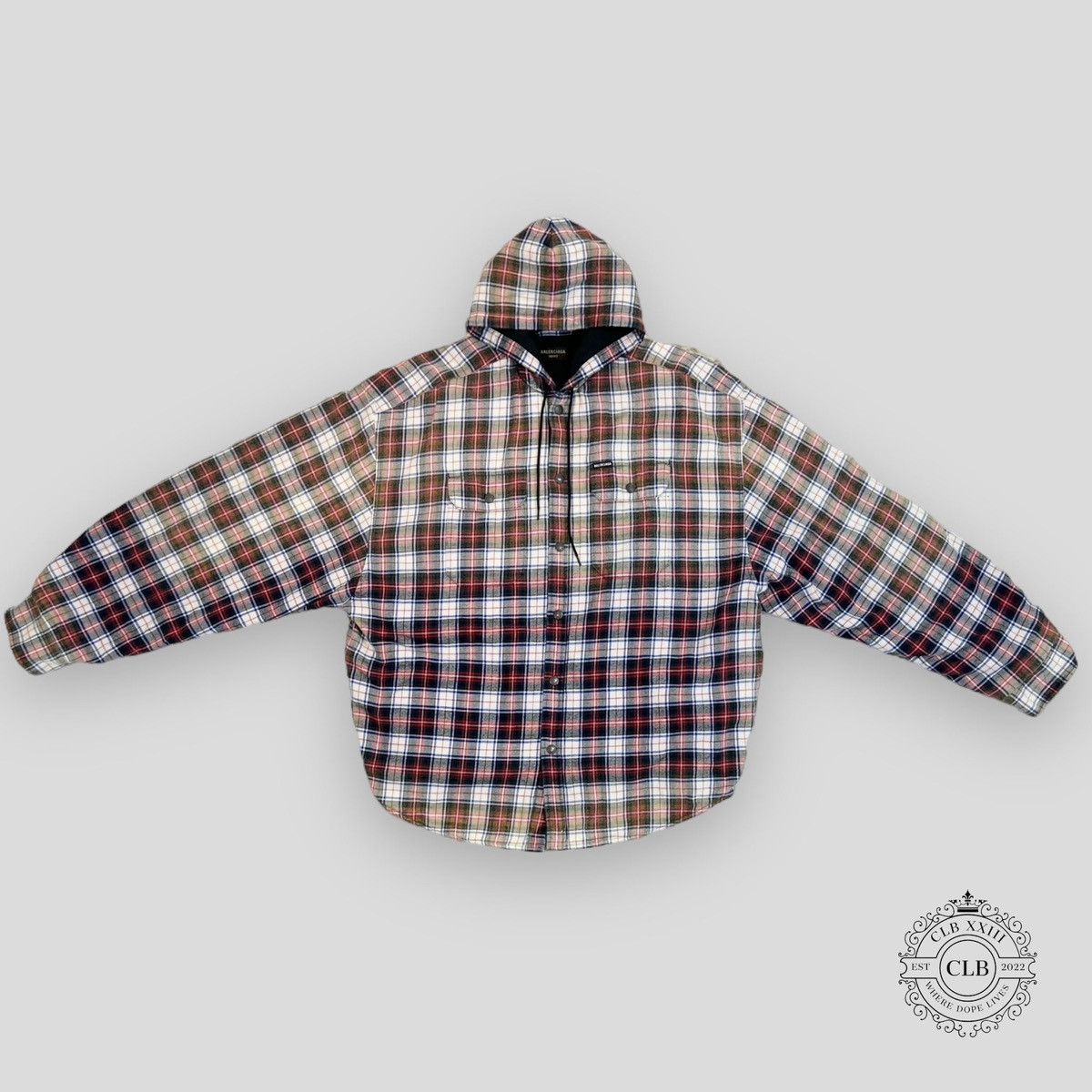 Balenciaga BALENCIAGA BLEACHED PLAID HOODED FLANNEL - RED Size US S / EU 44-46 / 1 - 1 Thumbnail