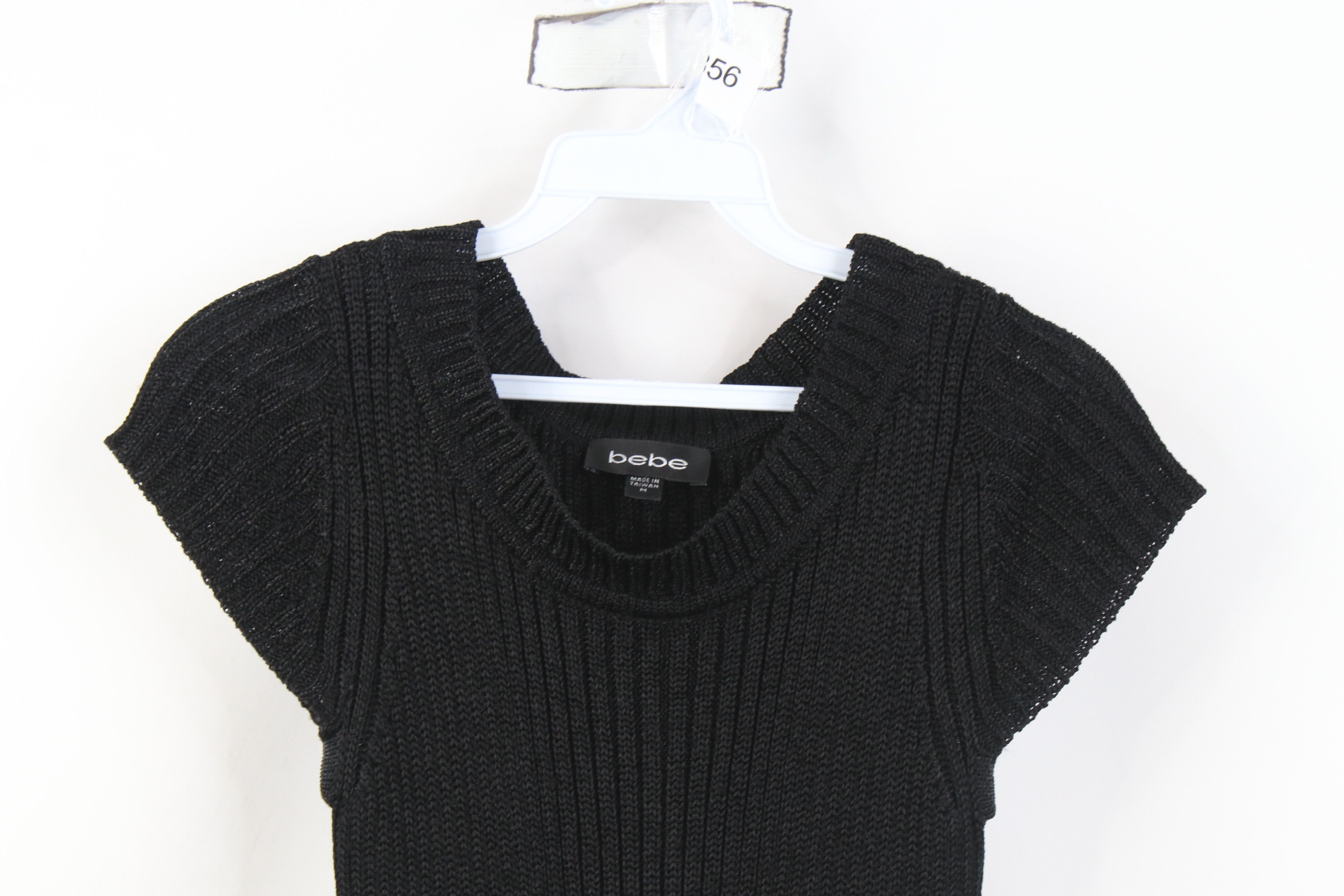 Bebe Vintage 90s Y2K bebe Babydoll Ribbed Knit Cap Sleeve Dress Size M / US 6-8 / IT 42-44 - 2 Thumbnail