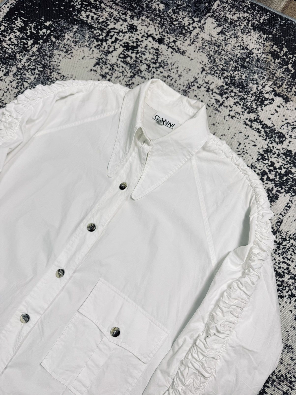 Designer × Gianni Valentino Ganni flara Shirt L XL White womens Size US XL / EU 56 / 4 - 3 Thumbnail