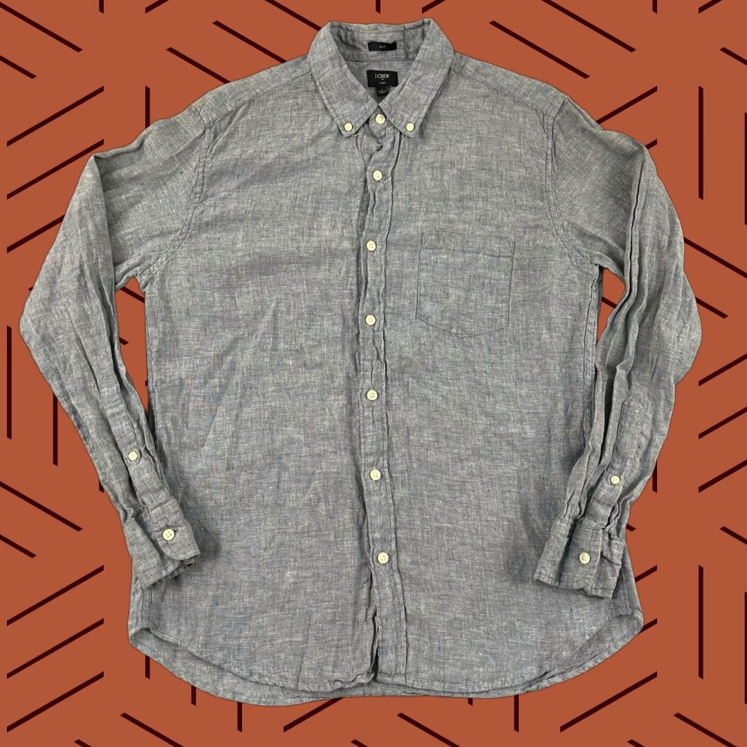 J.Crew J. CREW Shirt Mens Large Slim Linen Button-Down Long Sleeve Casual Summer Preppy Shirt Size US L / EU 52-54 / 3 - 1 Thumbnail