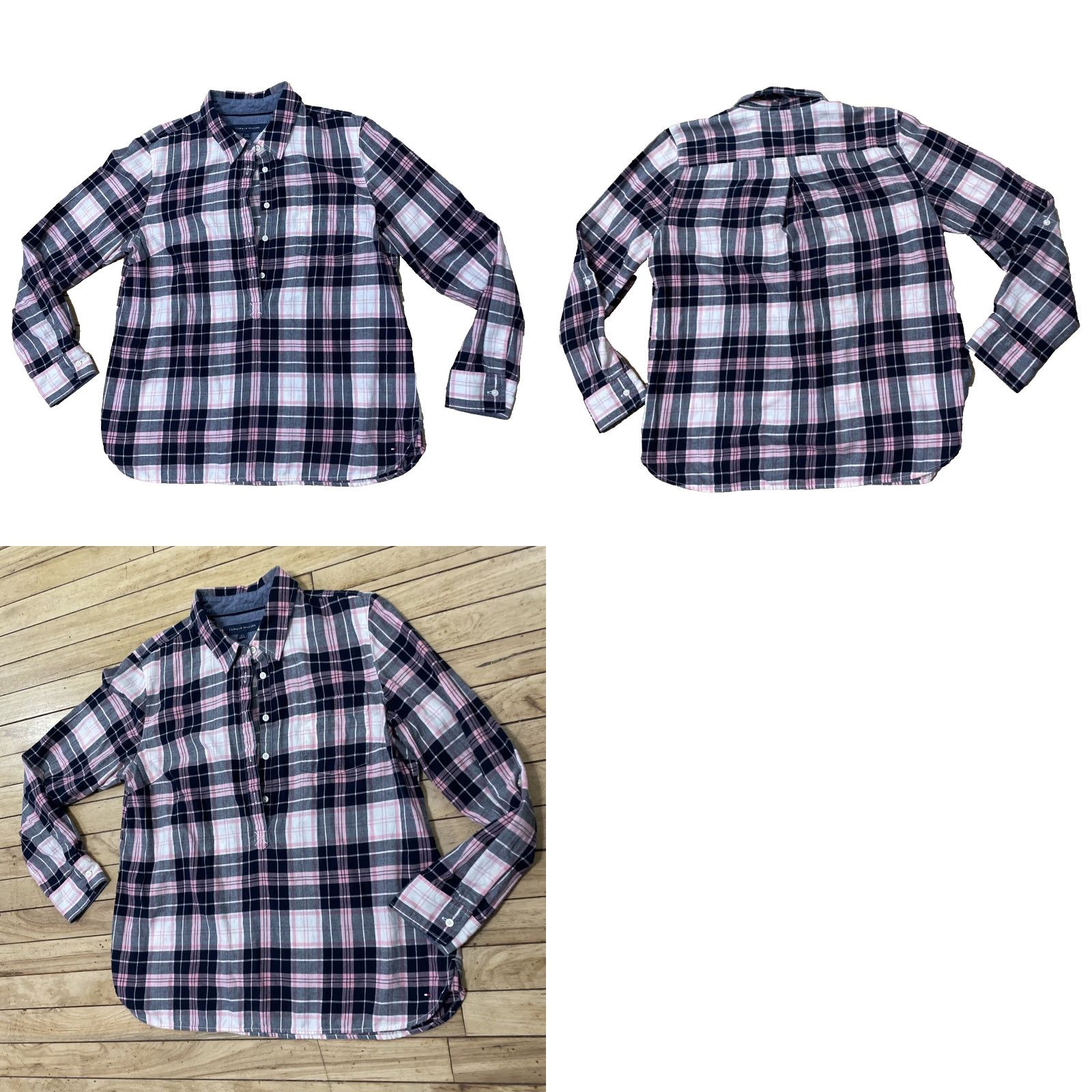 Tommy Hilfiger TOMMY HILFIGER Henley Shirt Women L Pink Plaid Western Surf Girl Y2K Sporty All Seasons Breathable Button-Up Casual Shirt Size L / US 10 / IT 46 - 11 Thumbnail