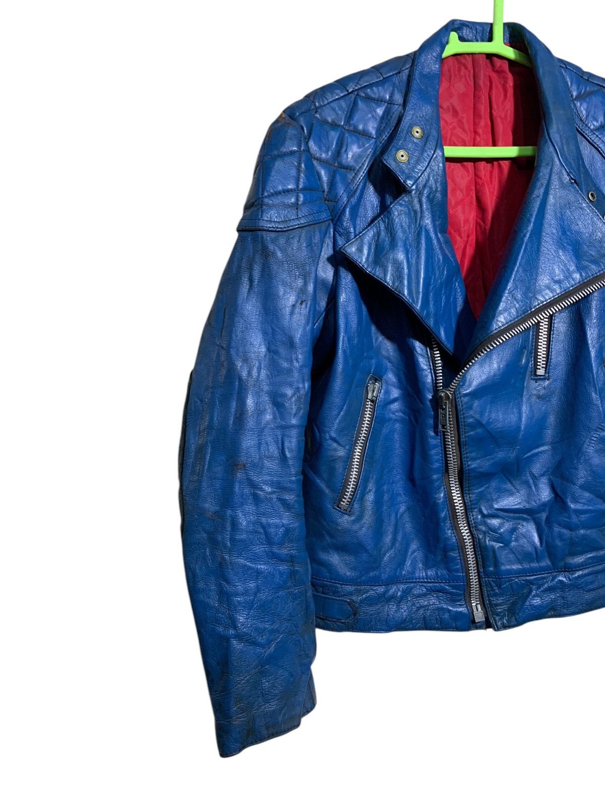 Genuine Leather × Vintage 🔥VTG BLUE BIKERS JACKETS GENUINE LEATHER Size US L / EU 52-54 / 3 - 2 Thumbnail