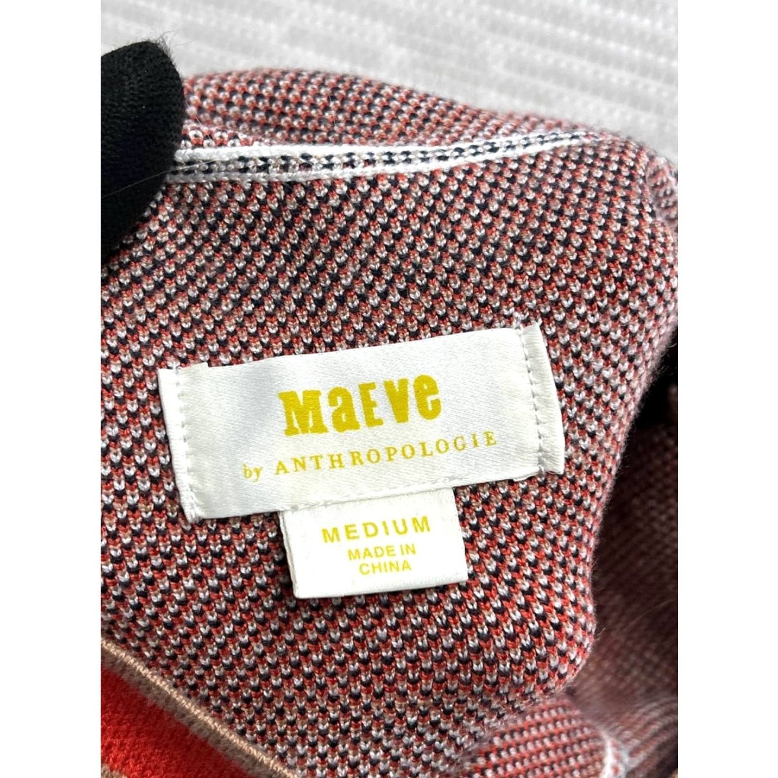 Anthropologie Maeve Sweater Womens Medium Orange White Black Knit Pullover Size M / US 6-8 / IT 42-44 - 3 Thumbnail