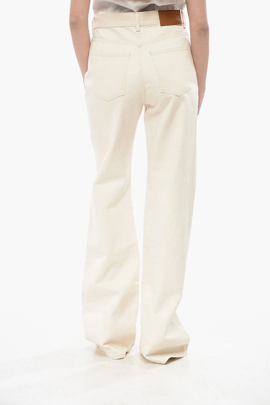 Chloe og1mm0426 Cotton Straight-Leg Multi-Pocket Pant in White Size 30" / US 8 / IT 44 - 2 Thumbnail