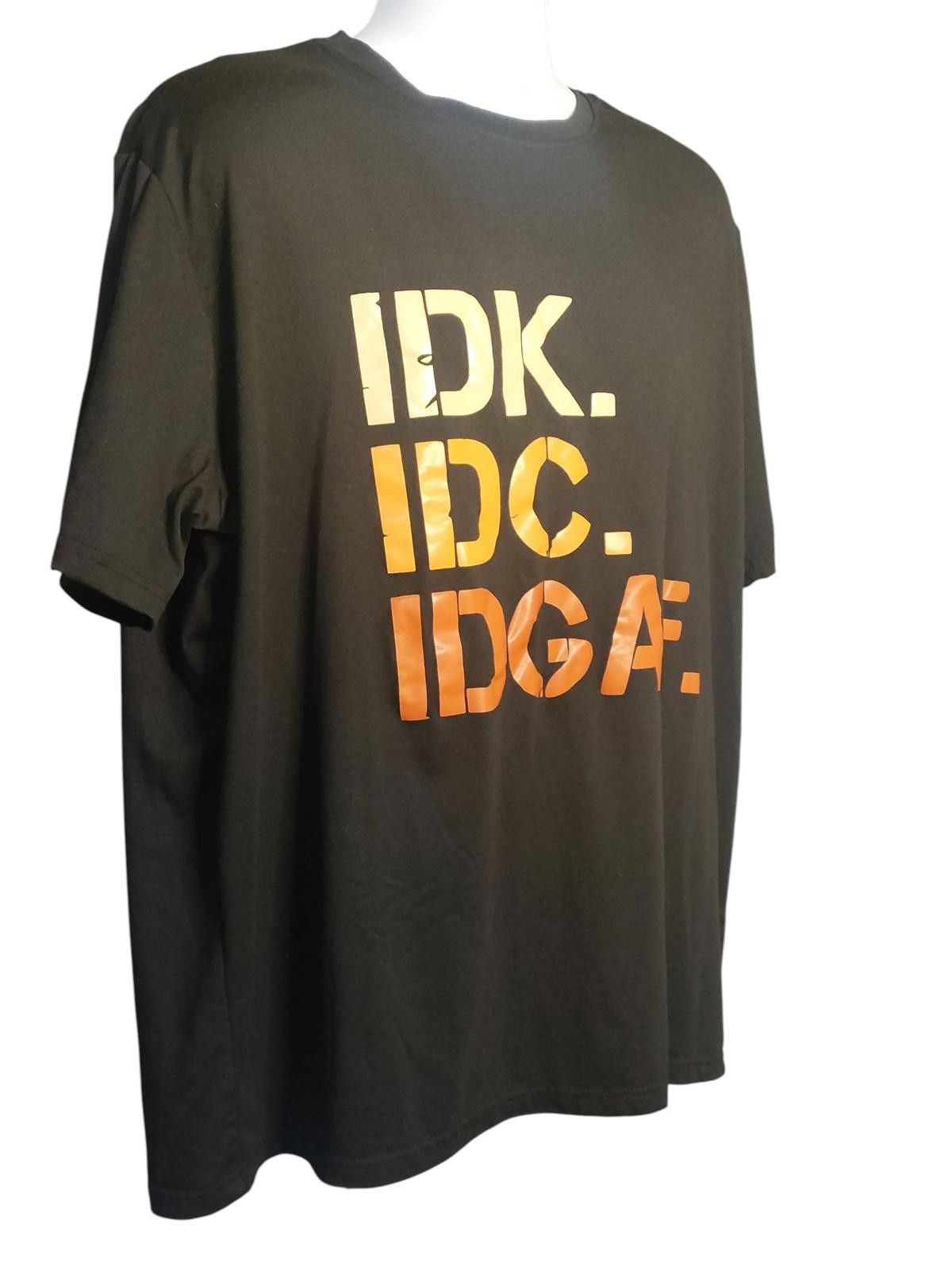 The Unbranded Brand Men's Black Graphic T-Shirt with IDK IDC IDGAF Text Size US XXL / EU 58 / 5 - 4 Thumbnail