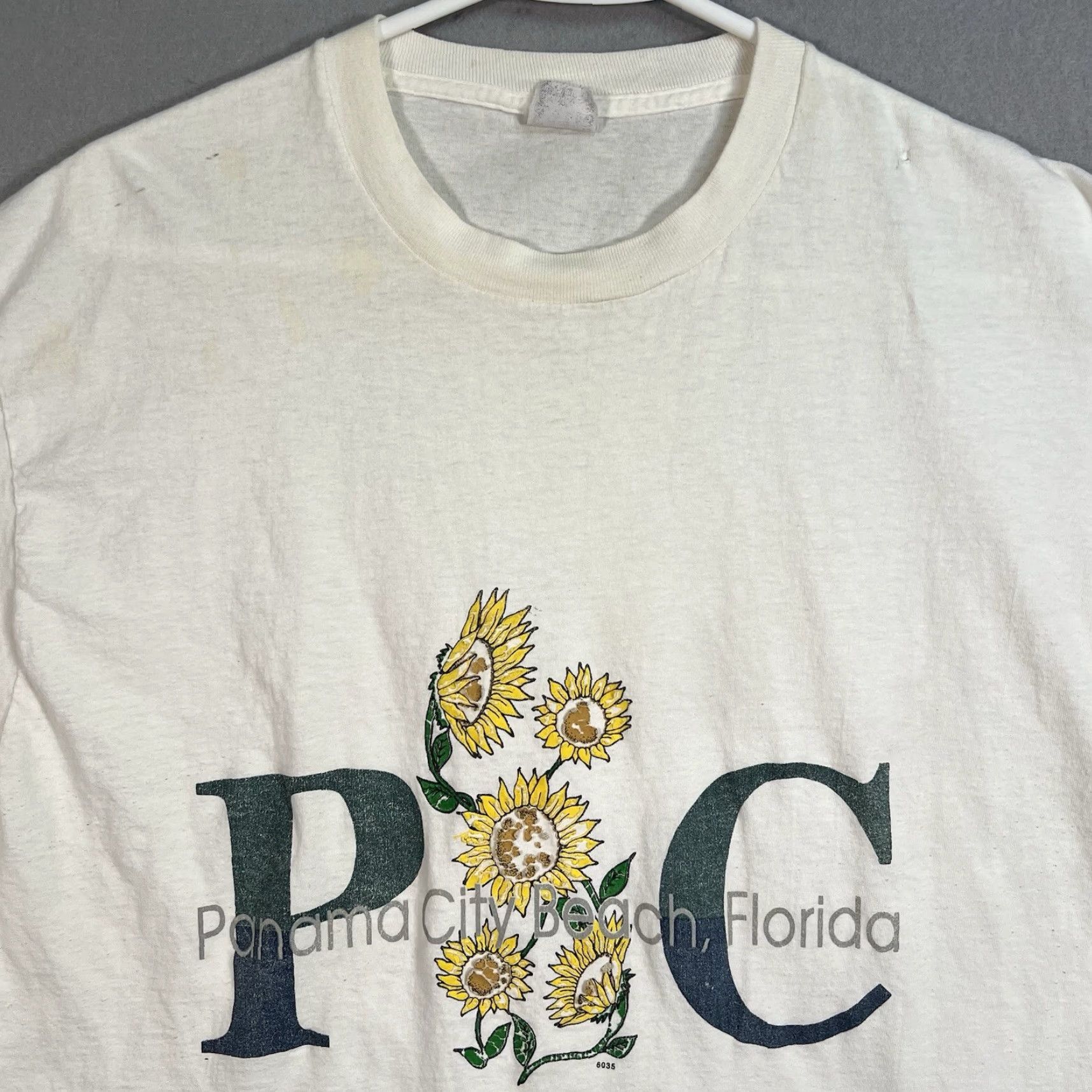 Sunflower VINTAGE BVD 90s Graphic Tee T-Shirt Panama City Beach Adult XL White Mens Size US XL / EU 56 / 4 - 2 Thumbnail