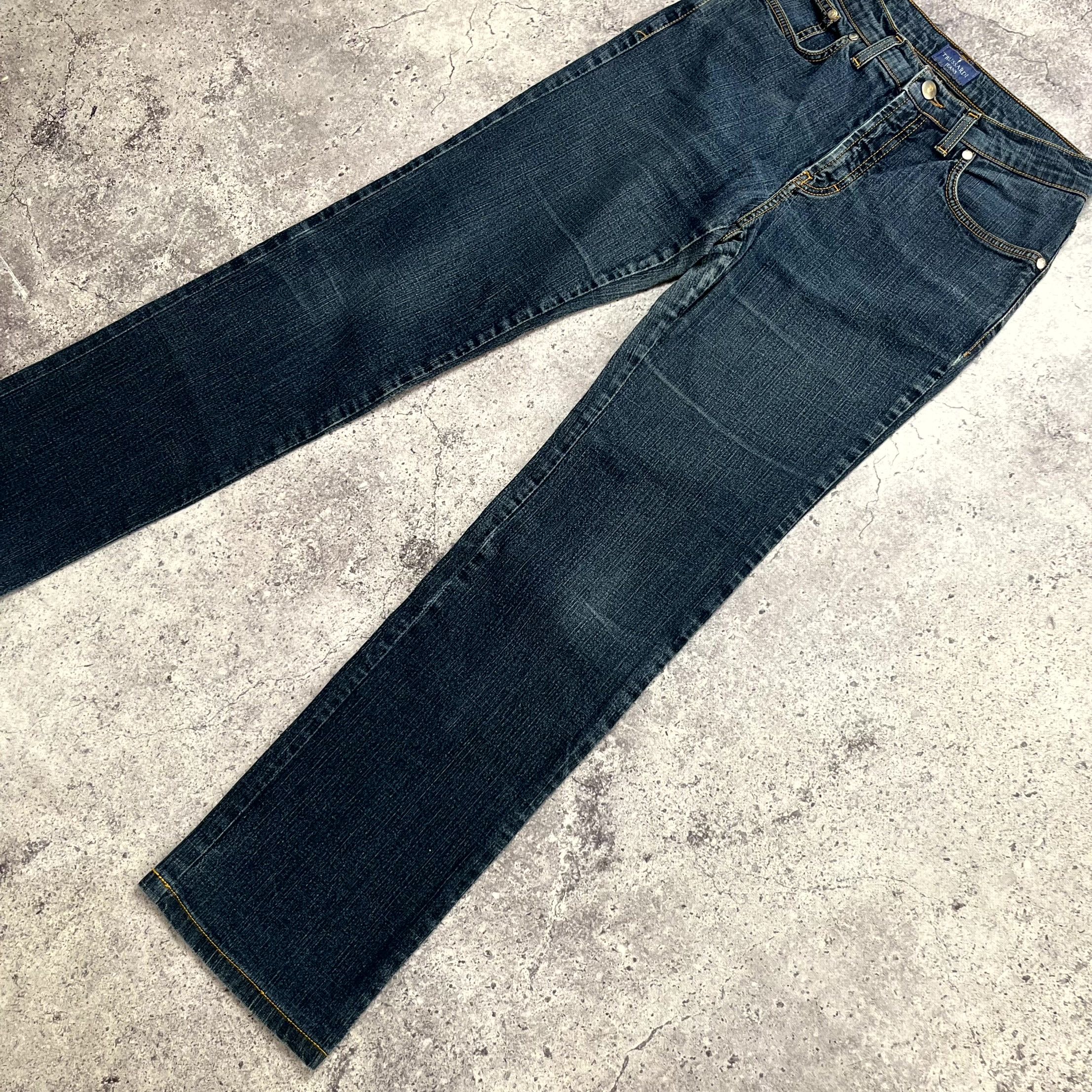 Trussardi Y2K Trussardi Navy Blue Straight Denim Jeans Size 29 UK 27 Size 29" - 2 Thumbnail