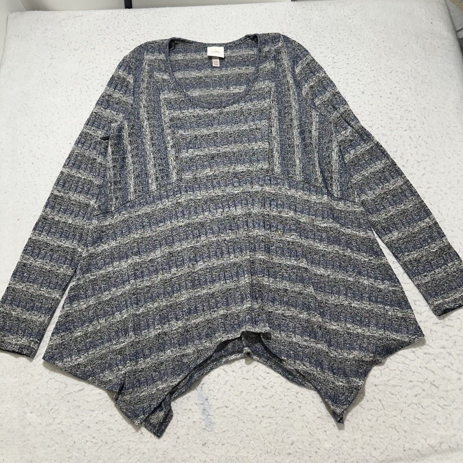 Other Knox Rose XXL Sweater Blue Gray Striped Glitter Sparkle Size XXL / US 16-18 / IT 52-54 - 1 Thumbnail