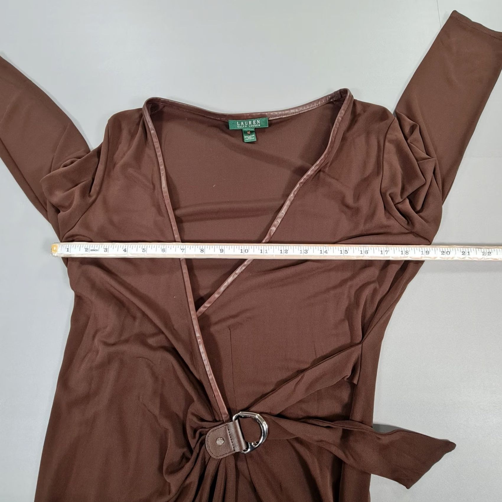 Ralph Lauren Lauren Ralph Lauren Midi Dress Brown 14 UK Wrap V Neck Buckle Casual Dress Women Regular Size 14 Brown Viscose 65% Polyester 35% 3/4 Sleeve"} Size XL / US 12-14 / IT 48-50 - 6 Thumbnail