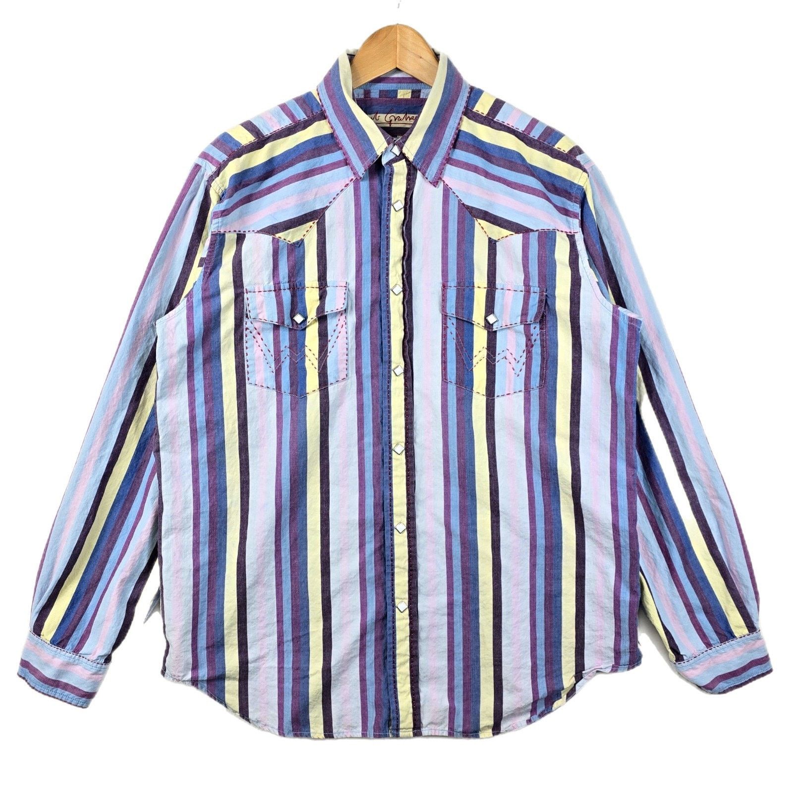 Robert Graham Robert Graham Striped Western Shirt Diamond Pearl Snap Med Size US M / EU 48-50 / 2 - 1 Thumbnail