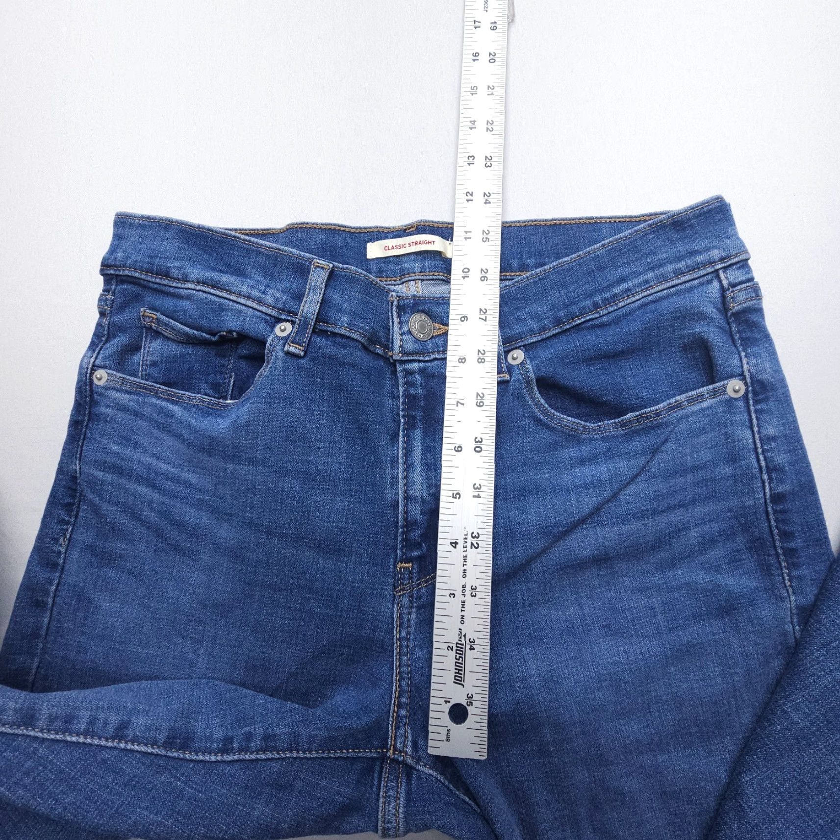 Levi's Levi's Blue Denim Jeans Womens Classic Straight 28 Mid Rise 32"Inseam Stretch Pocket 5-Pocket Logo Regular Size Type Jeans Woman Mens? Size 28" / US 6 / IT 42 - 5 Thumbnail