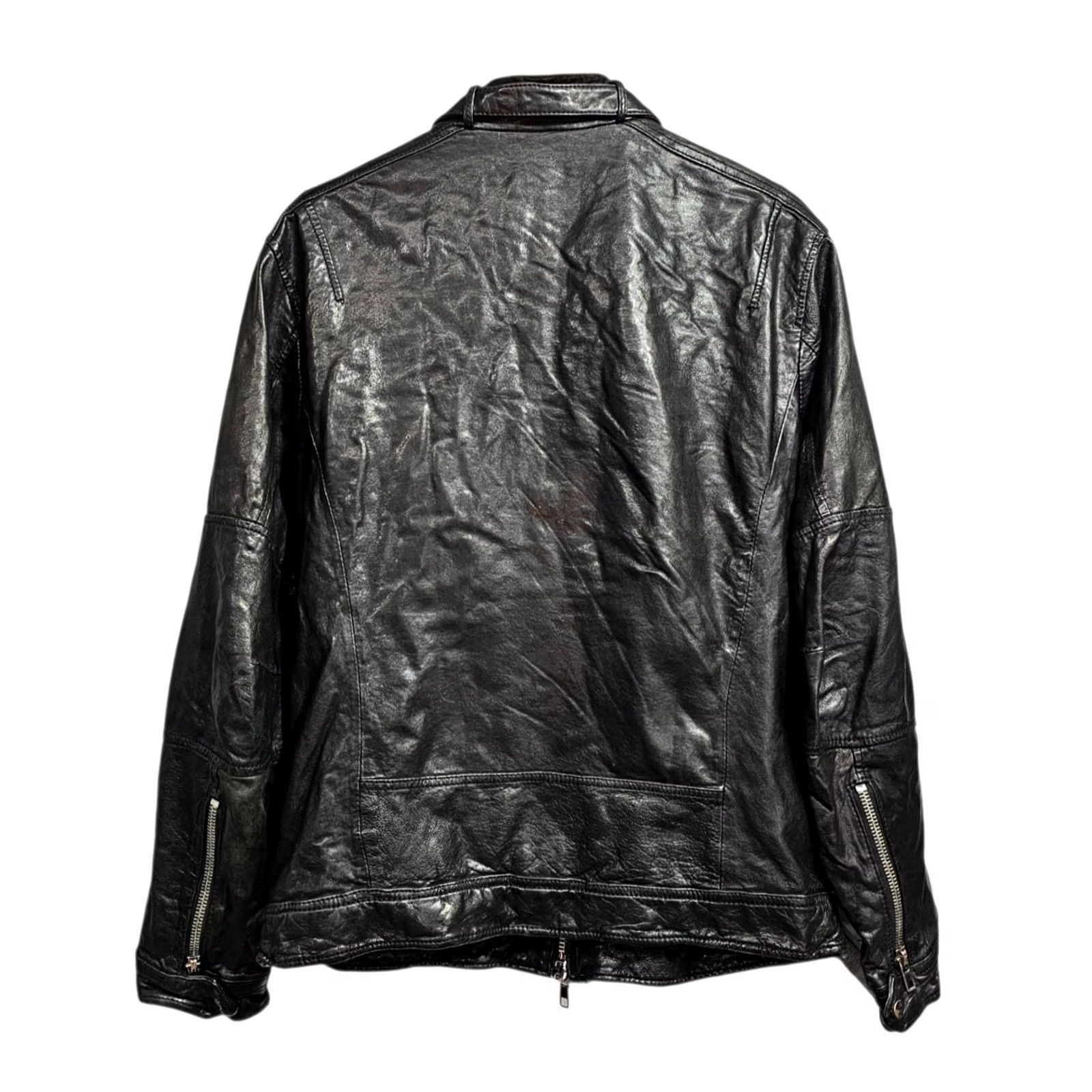 Allsaints VINTAGE AllSaints Jacket Mens Black XL Scorch Leather Biker Full Zip Size US XL / EU 56 / 4 - 2 Thumbnail