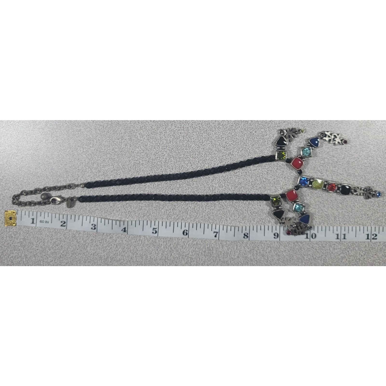 Chicos Chico's Silver Black 5 Pendants Single Strand 12" Necklace Size ONE SIZE - 3 Thumbnail