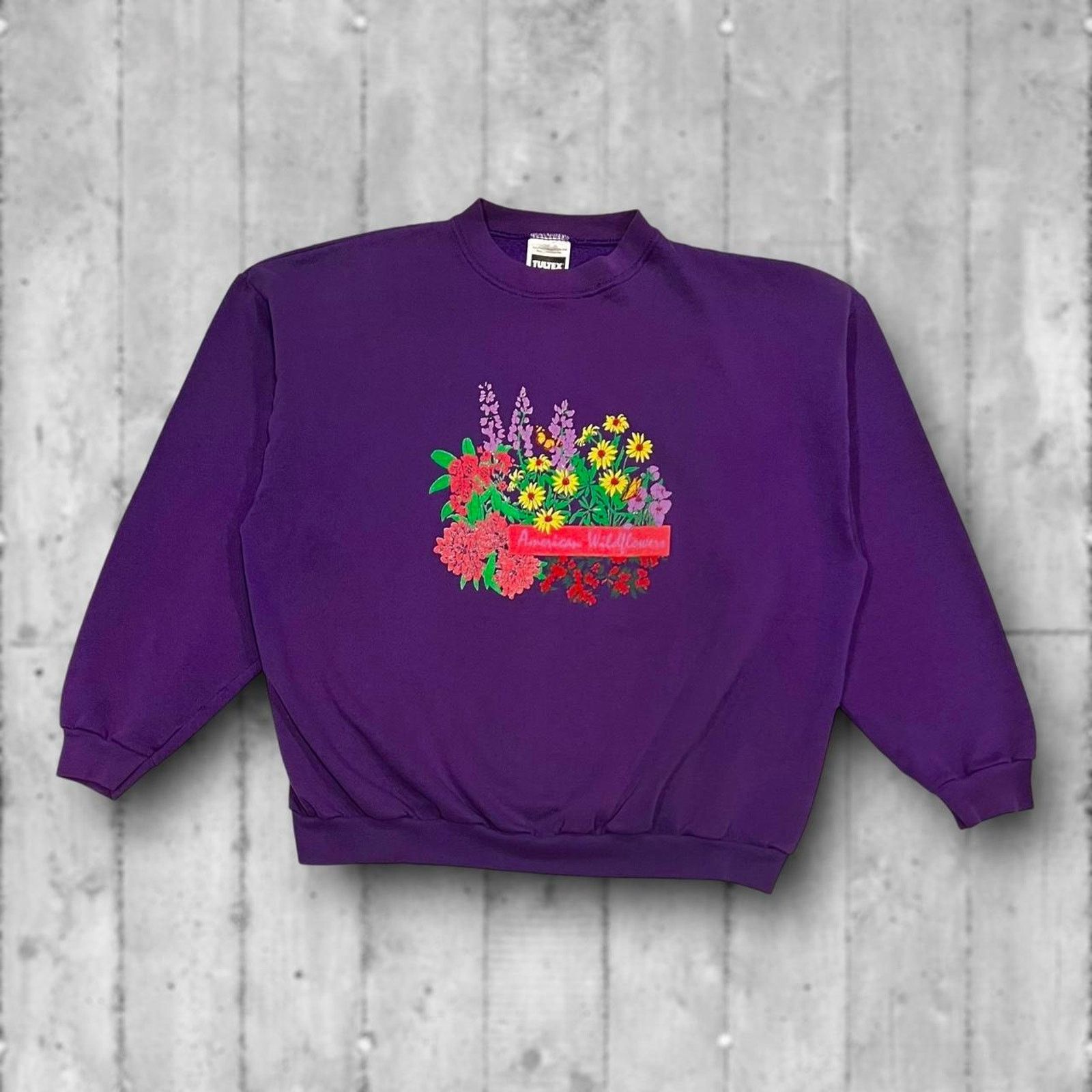 Other Vintage Floral Garden 80’s Purple Flower Crewneck Sweatshirt Size L / US 10 / IT 46 - 1 Thumbnail
