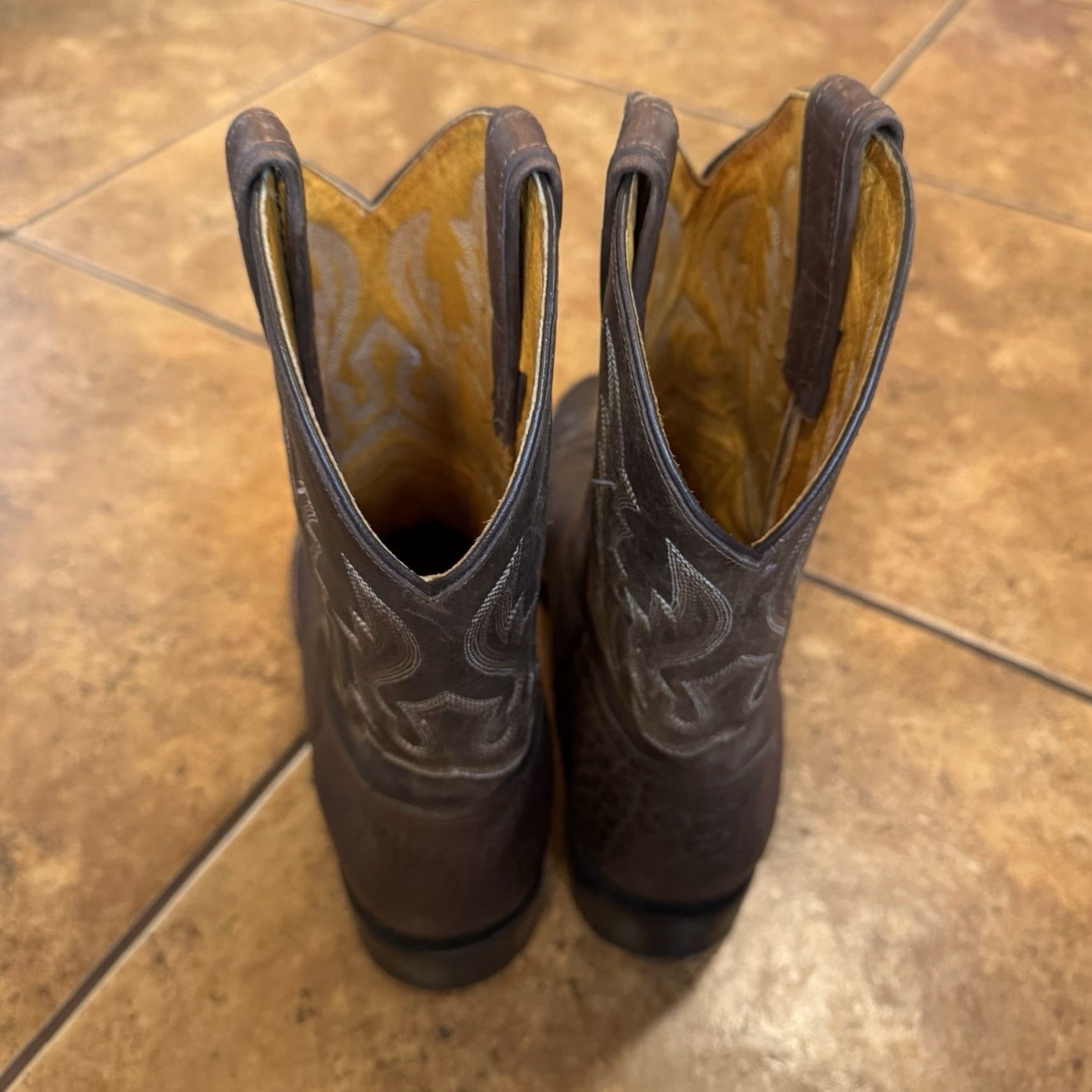 Vintage Ben Miller Mens Cowboy Boots Size 12 13 D Brown Mid Calf Round Toe Vintage Leather Western Boots Mens Size US 12 / EU 45 - 5 Thumbnail