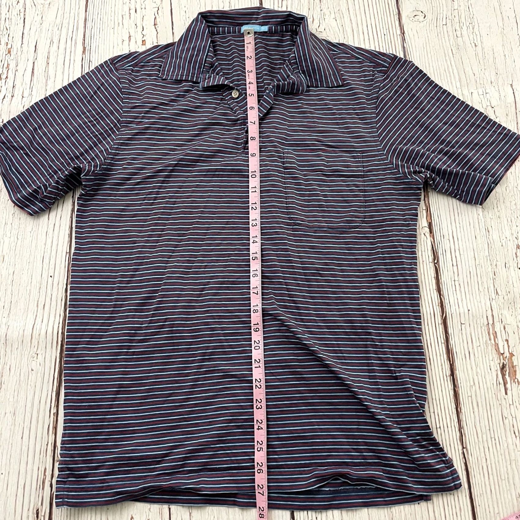 J.McLaughlin J.McLaughlin Short Sleeve Striped Button Front Polo Shirt Mens M Blue Red Size US M / EU 48-50 / 2 - 4 Thumbnail