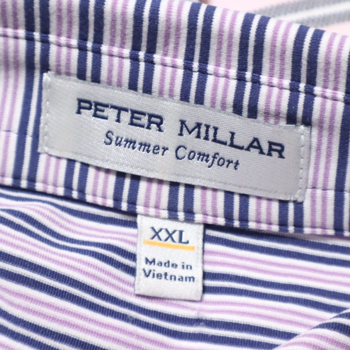 Peter Millar VINTAGE Peter Millar Hamden Performance Jersey Striped Polo Shirt Purple Men's 2XL Size US XXL / EU 58 / 5 - 5 Thumbnail