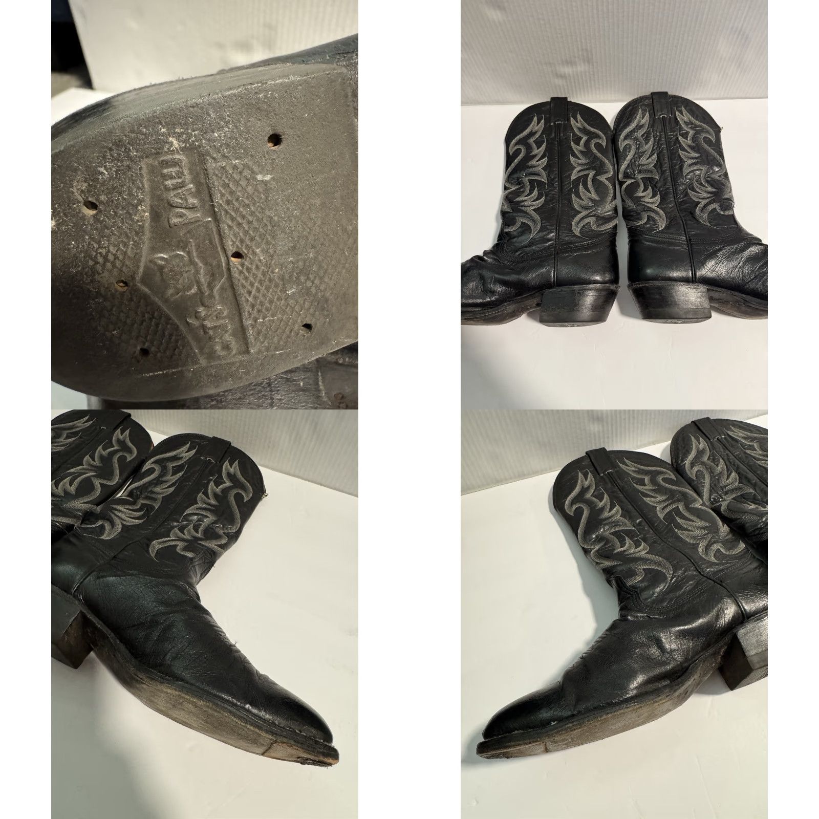Vintage VINTAGE Nocona Boots Mens 9D EE Black Leather Western Cowboy Boots Made In USA Size US 9 / EU 42 - 8 Thumbnail