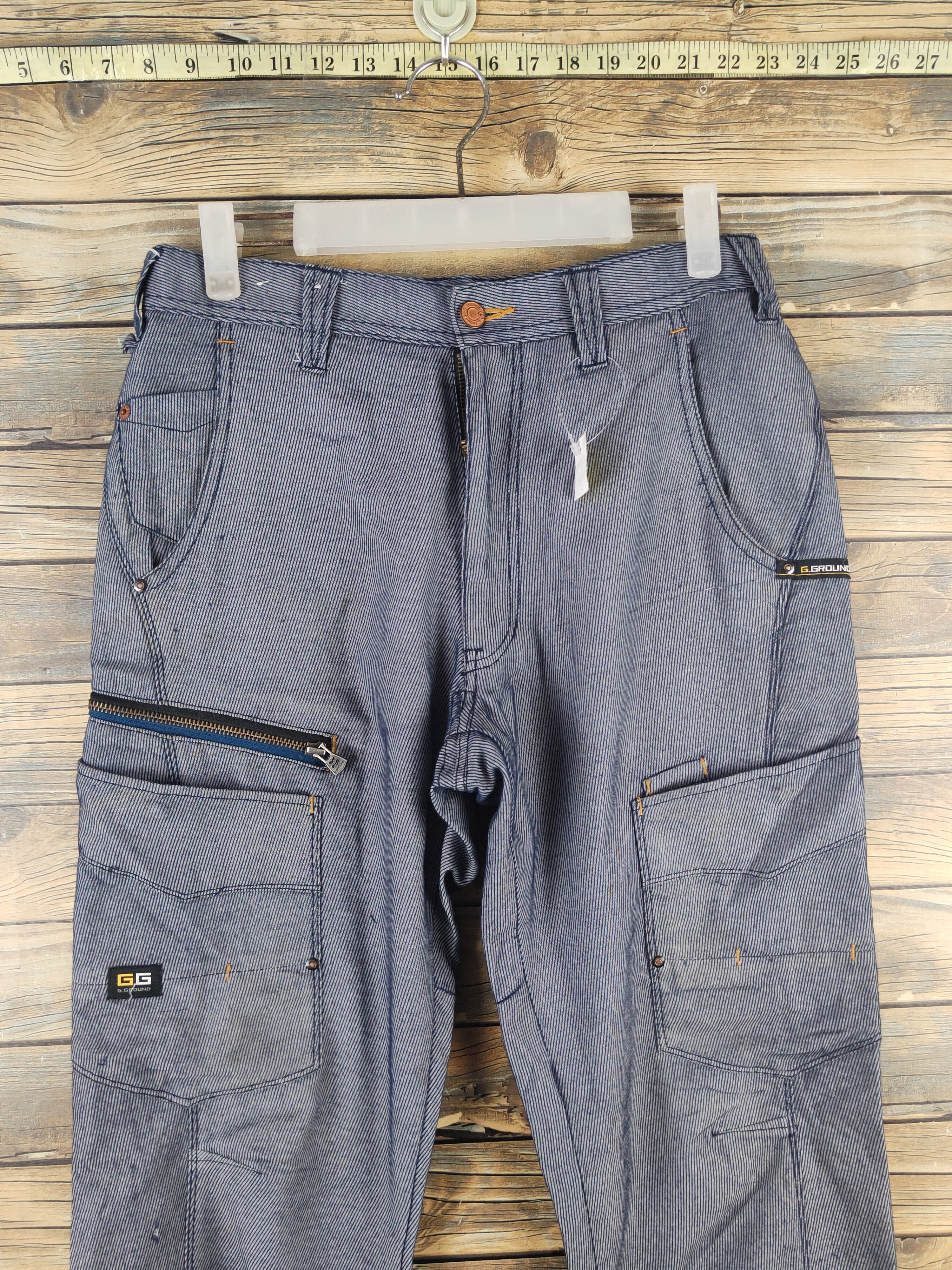 Japanese Brand DL G.ground Blue Multipocket Cargo Pants #46-281T Size US 30 / EU 46 - 2 Thumbnail