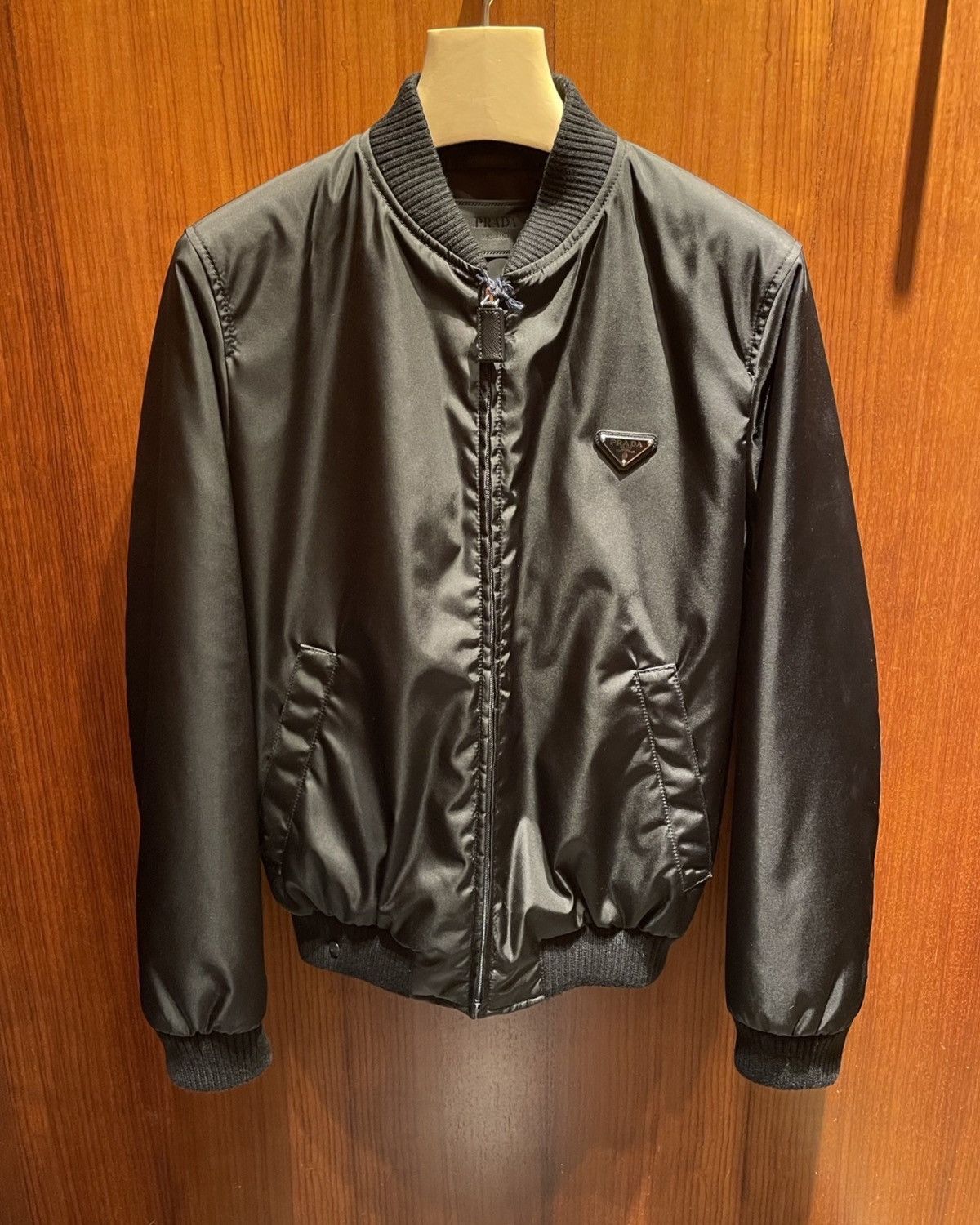 Image of Prada Padded Nylon Bomber Jacket in Black, Men's (Size 2XL)