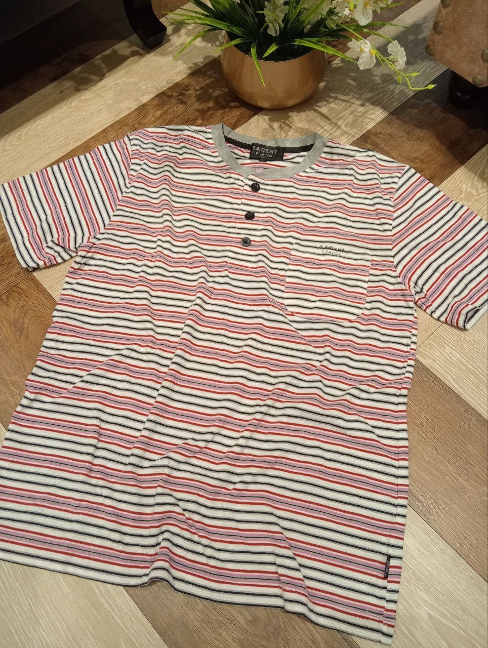 Yohji Yamamoto SACSNY Y'SACCS STRIPED HENLEY TSHIRT - SIZE L Size US L / EU 52-54 / 3 - 4 Thumbnail