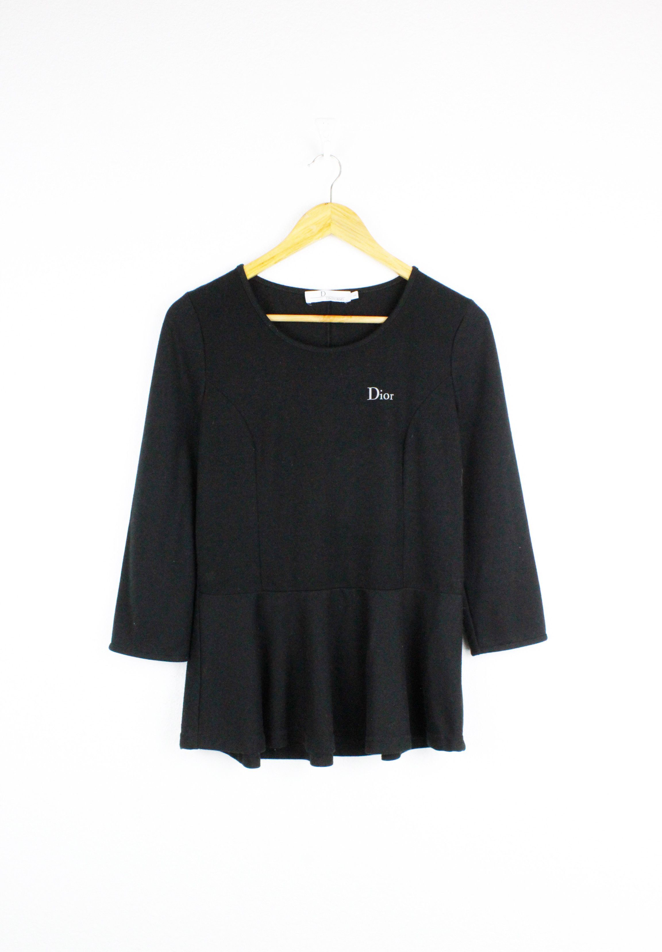 Christian Dior Monsieur × Dior Wmns Dior Uniforms Logo Black Flared Blouse Top Size L / US 10 / IT 46 - 1 Thumbnail